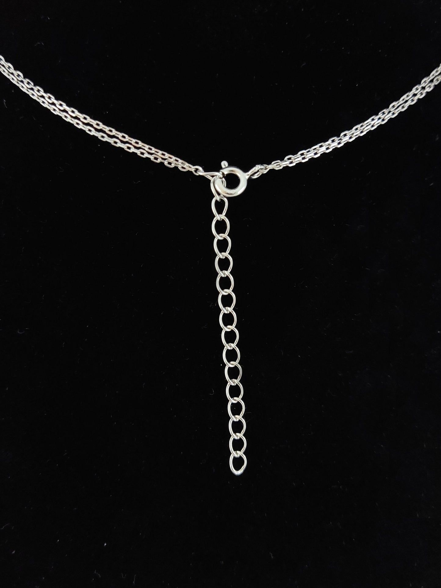 Sterling Silver 925 Greek Evil Eye Mati & Heart Double Row Chain Pendant Necklace, Evil Eye Jewelry, Good Luck Charm, Heart Necklace