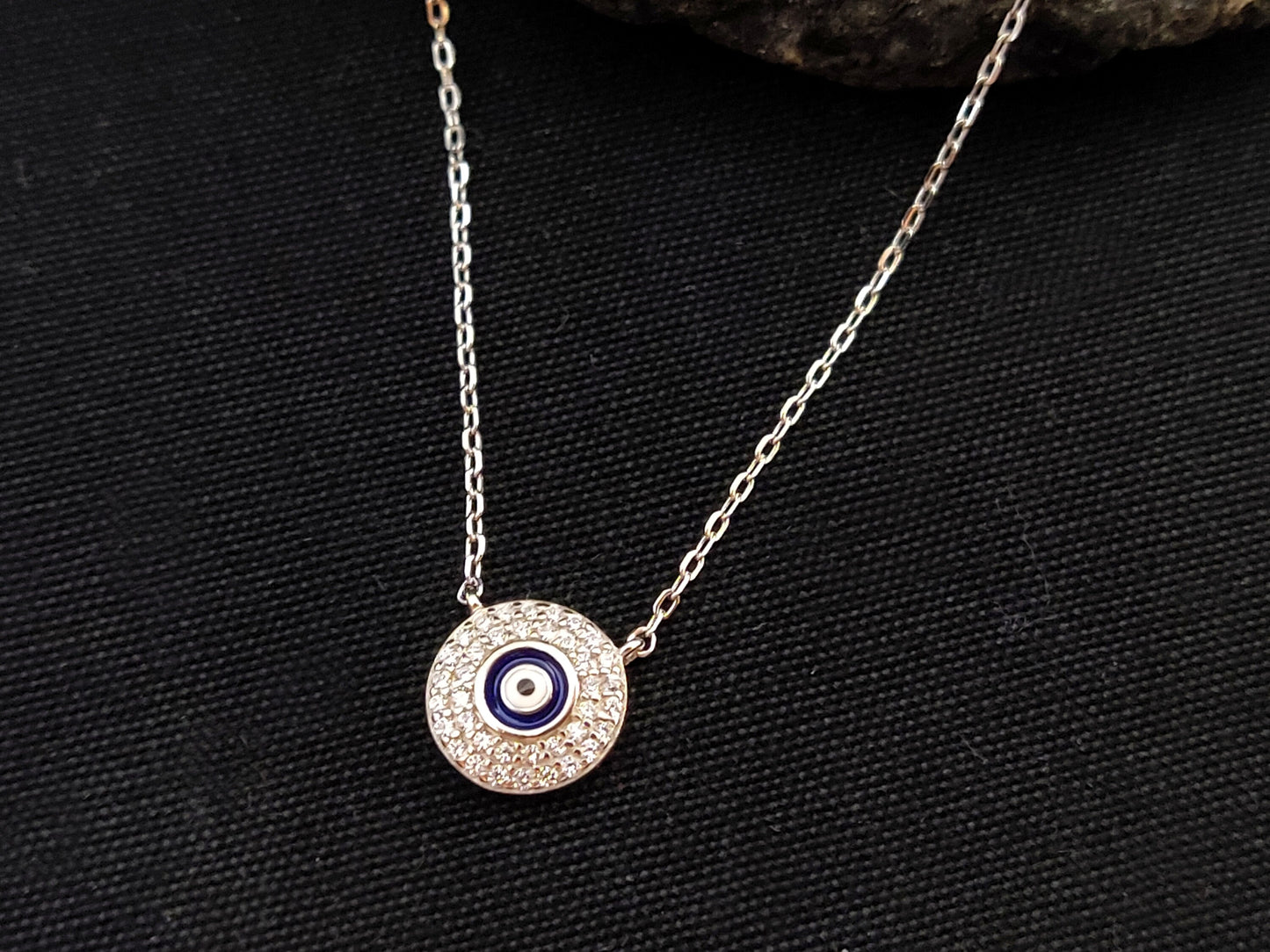 Evil Eye Greek Silver Necklace, Fine Necklace, Blue Eye 10mm Good Luck Mati Charm, Jewelry Greece, Evil Eye Jewelry, Griechischer Schmuck