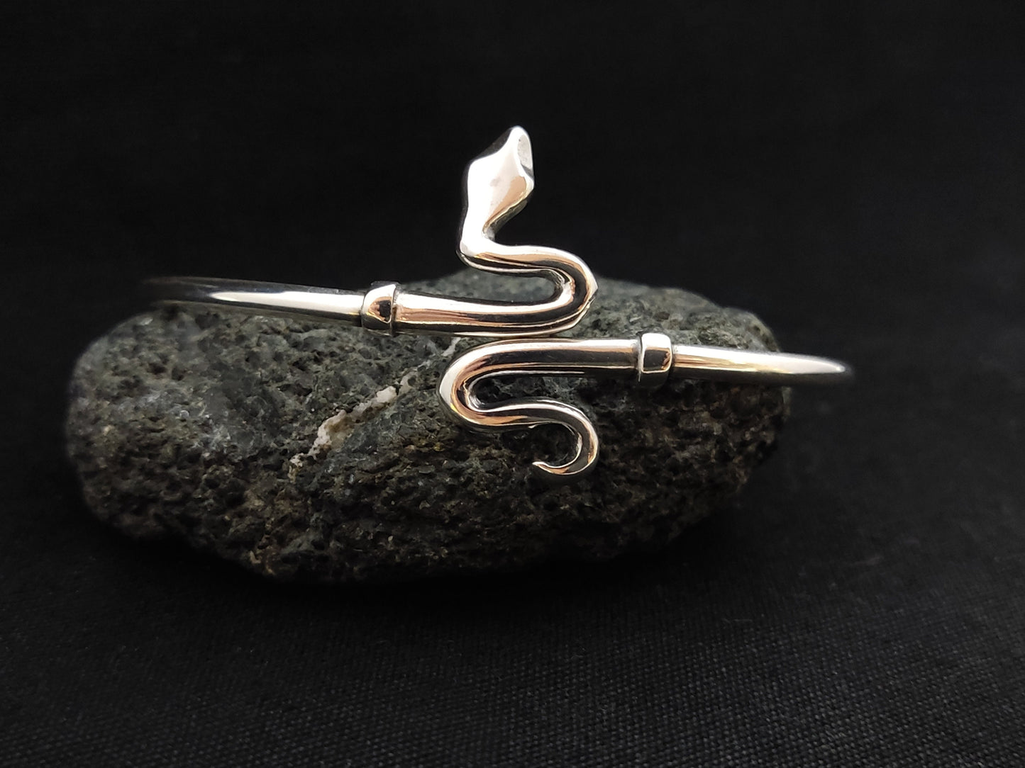 Sterling Silver 925 Fine Snake Serpent Bangle Cuff Bracelet, Snake Head Silver Bracelet, Greek Jewelry, Griechischer Armreif, Snake Head