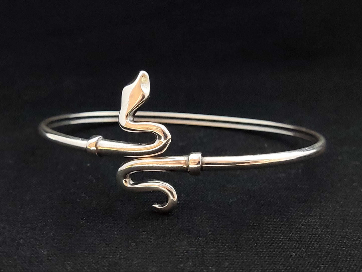 Sterling Silver 925 Fine Snake Serpent Bangle Cuff Bracelet, Snake Head Silver Bracelet, Greek Jewelry, Griechischer Armreif, Snake Head