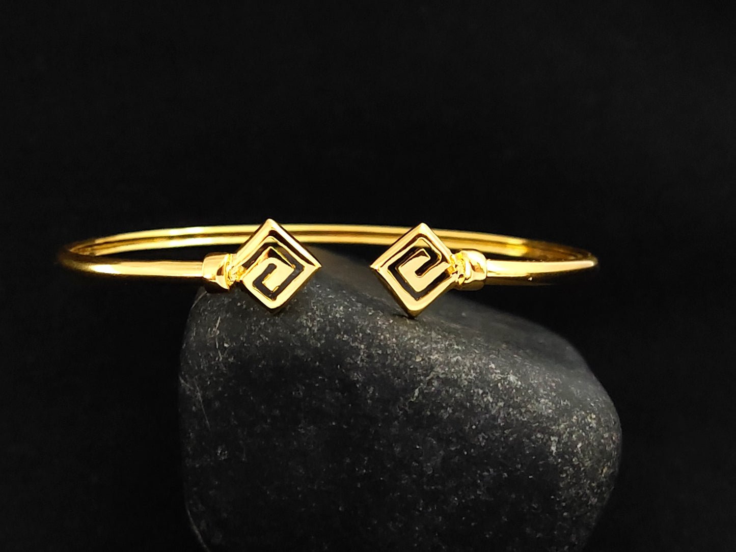 Greek Silver 925 Gold Plated Bangle Cuff Bracelet, Meander Bracelet, Greek Jewelry, Griechische Silber Armband, Bracelet Grecque