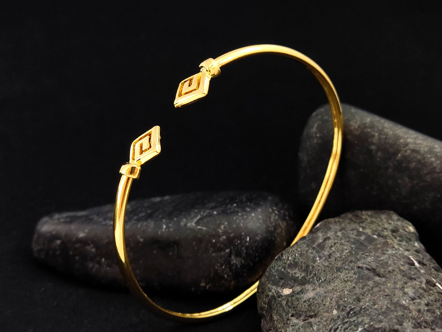 Greek Silver 925 Gold Plated Bangle Cuff Bracelet, Meander Bracelet, Greek Jewelry, Griechische Silber Armband, Bracelet Grecque