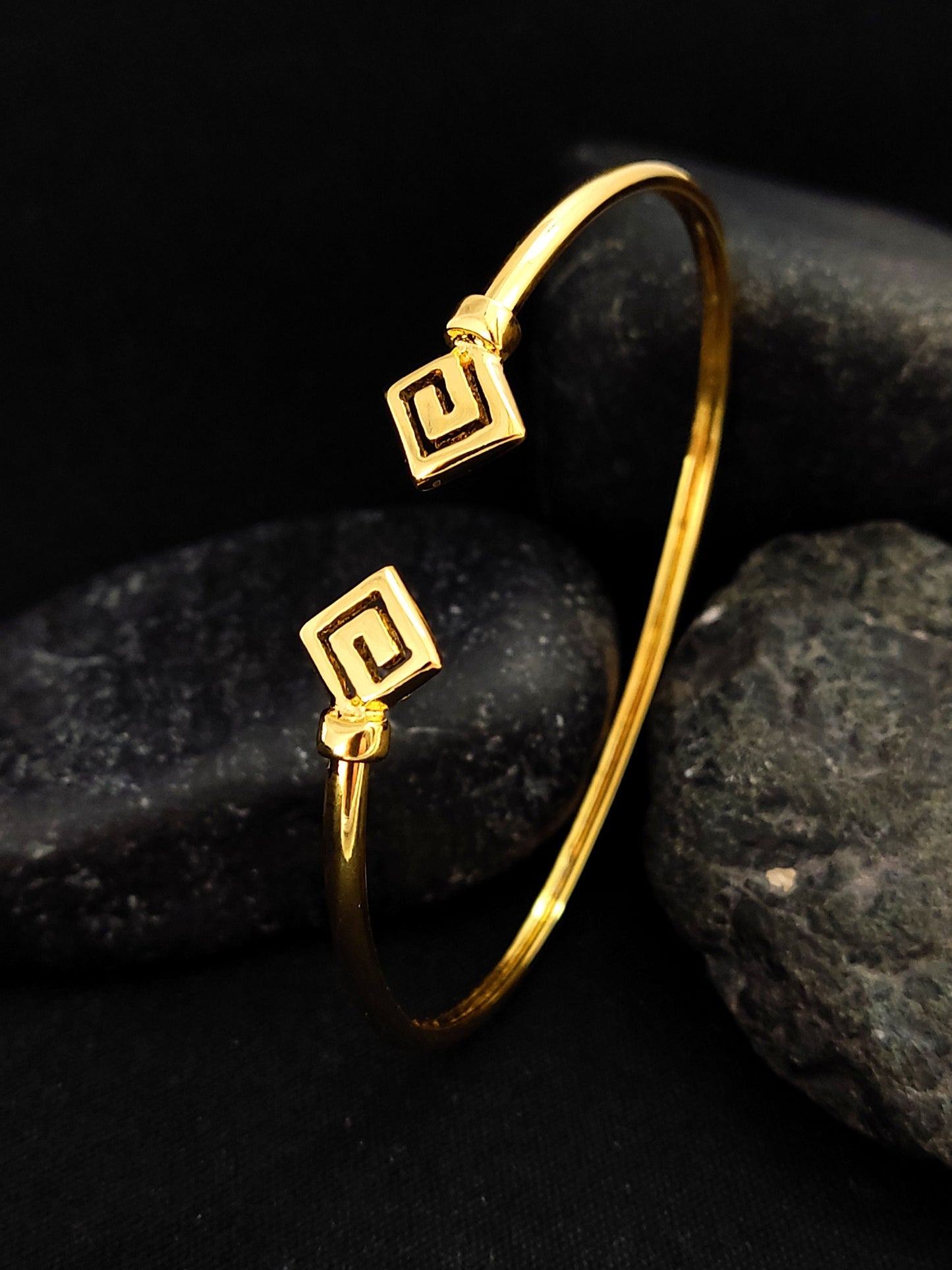 Greek Silver 925 Gold Plated Bangle Cuff Bracelet, Meander Bracelet, Greek Jewelry, Griechische Silber Armband, Bracelet Grecque