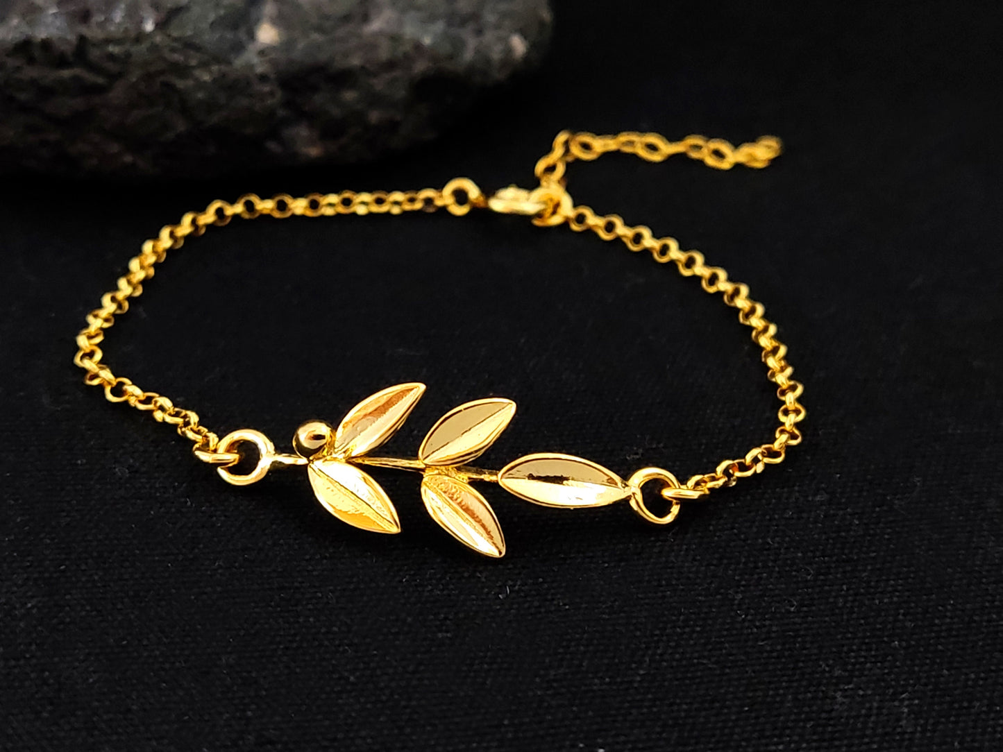 Greek Silver Leaf Bracelet, Goddess Athena Olive Leaves Gold Plated Fine Adjustable Bracelet, Griechischer Silber Armband, Greek Jewelry