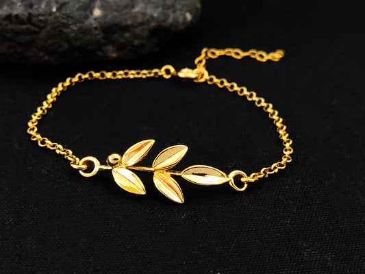 Greek Silver Leaf Bracelet, Goddess Athena Olive Leaves Gold Plated Fine Adjustable Bracelet, Griechischer Silber Armband, Greek Jewelry