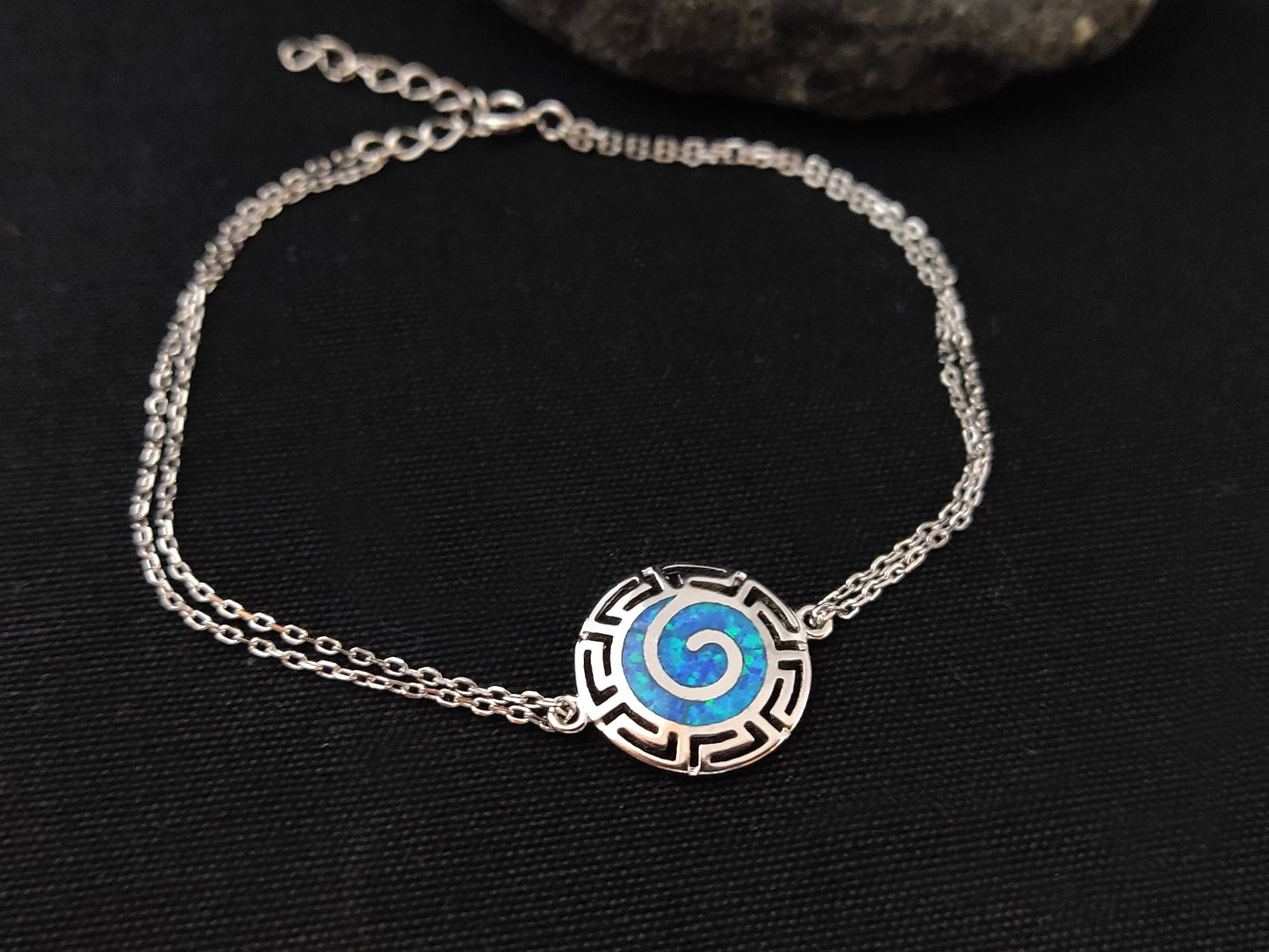 Greek Silver Opal Bracelet 15mm