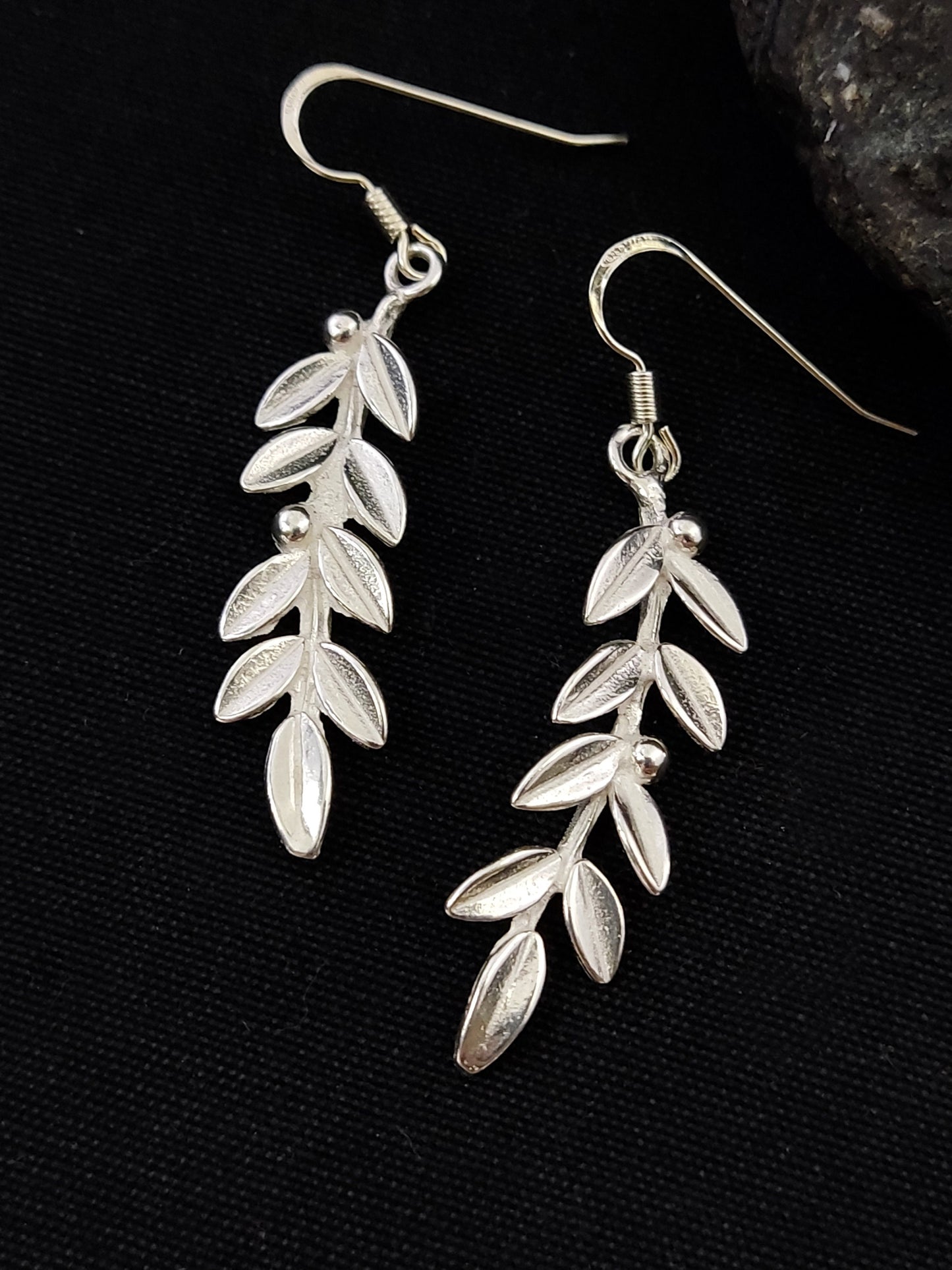Greek Silver Leaf Earrings