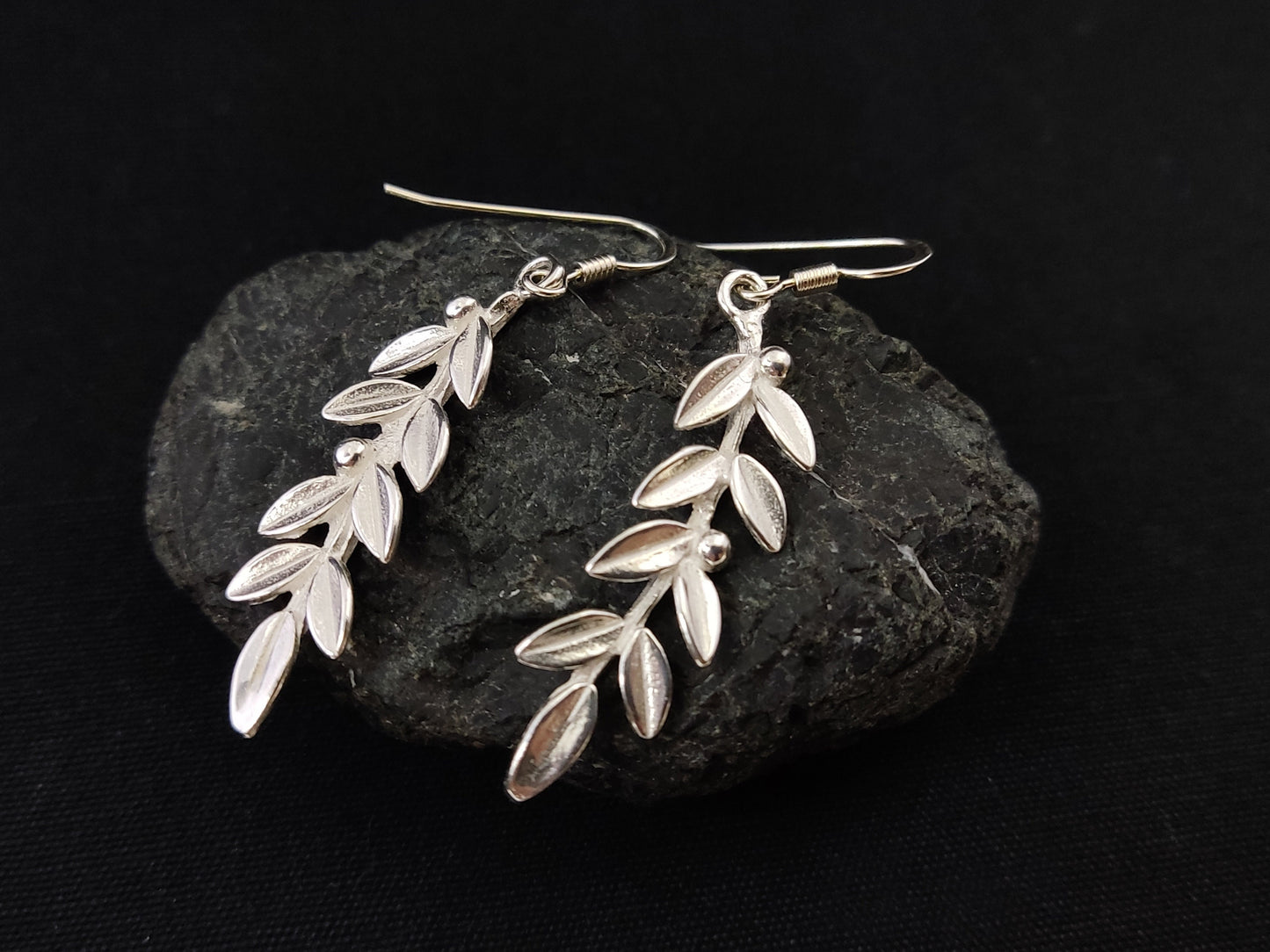 Greek Silver Leaf Earrings
