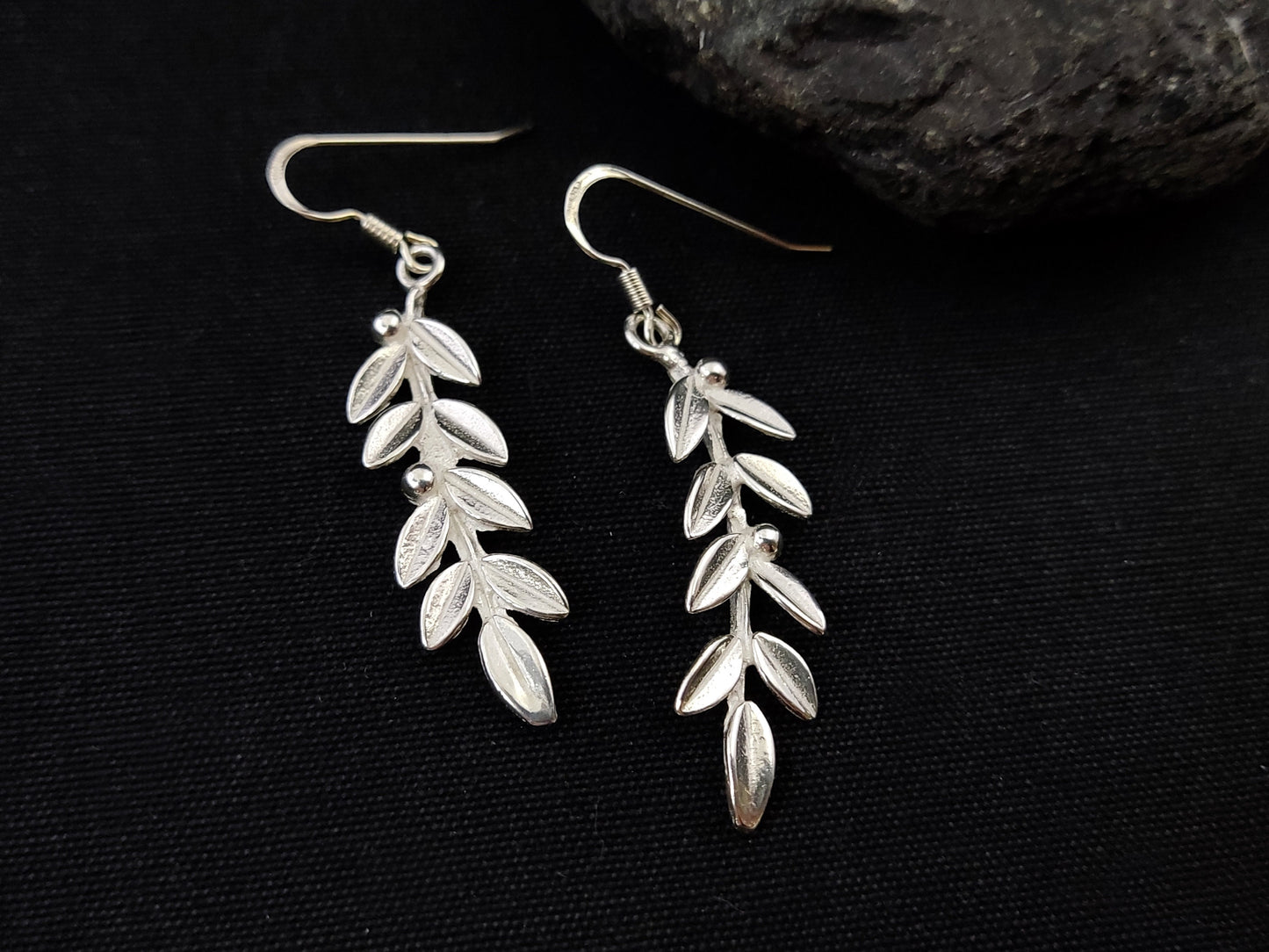 Greek Silver Leaf Earrings