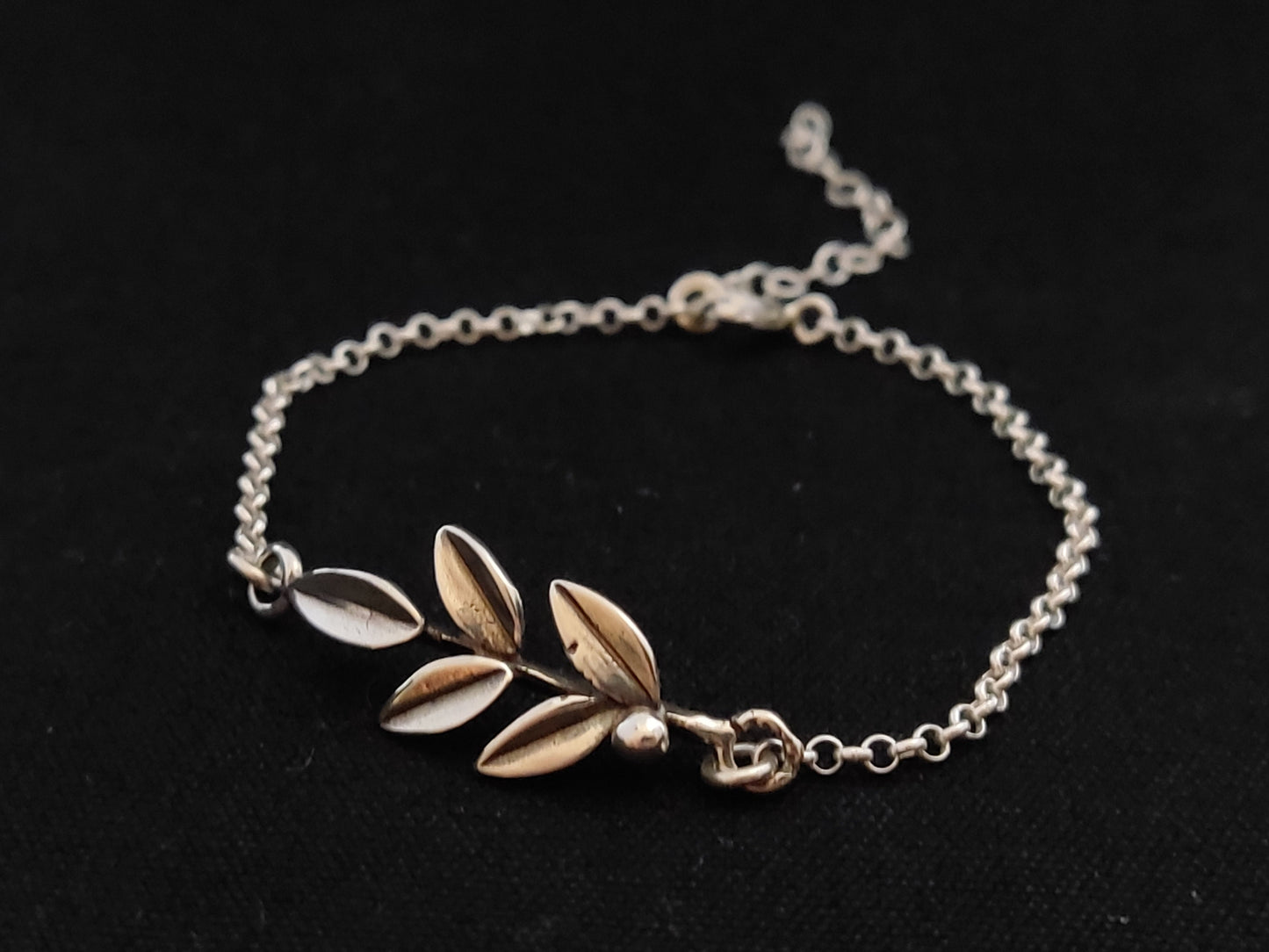 Greek Silver Leaf Bracelet, Goddess Athena Olive Leaves Fine Jewelry Adjustable Bracelet, Griechischer Silber Armband, Greek Jewelry