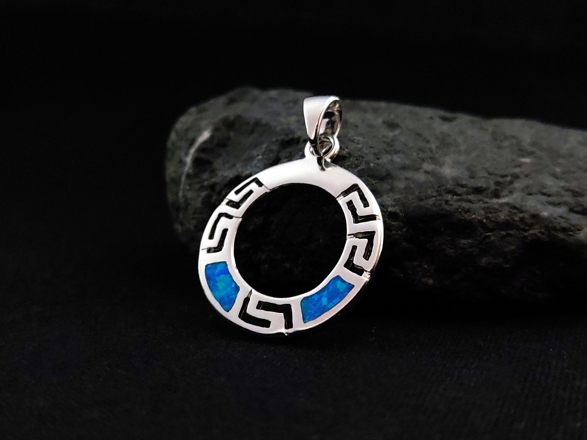 Greek Silver Pendant Opal 20mm