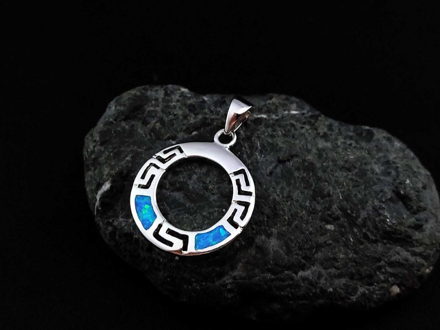 Greek Silver Pendant Opal 20mm