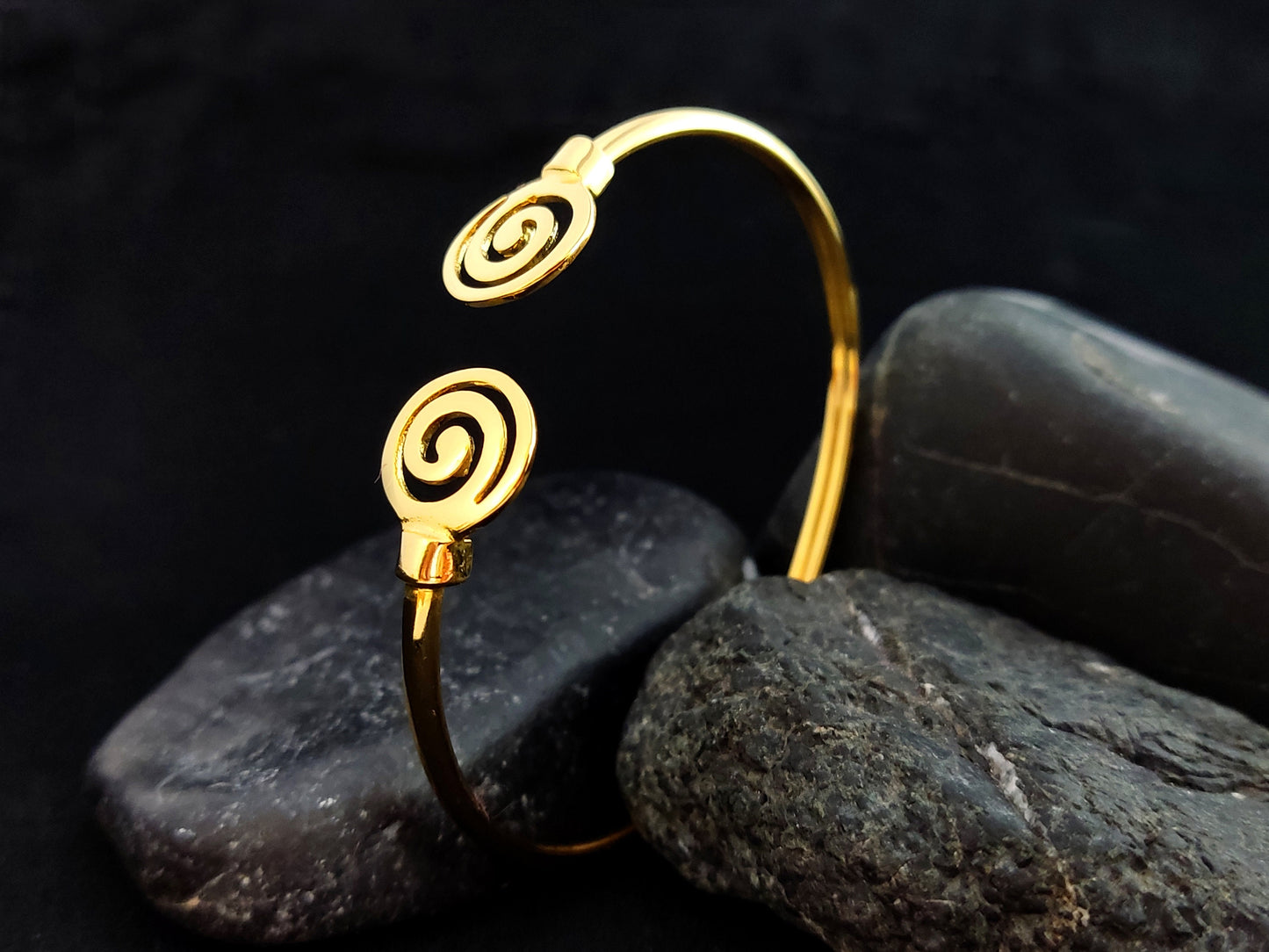Greek Spiral Bracelet Gold Plated Cuff 12mm