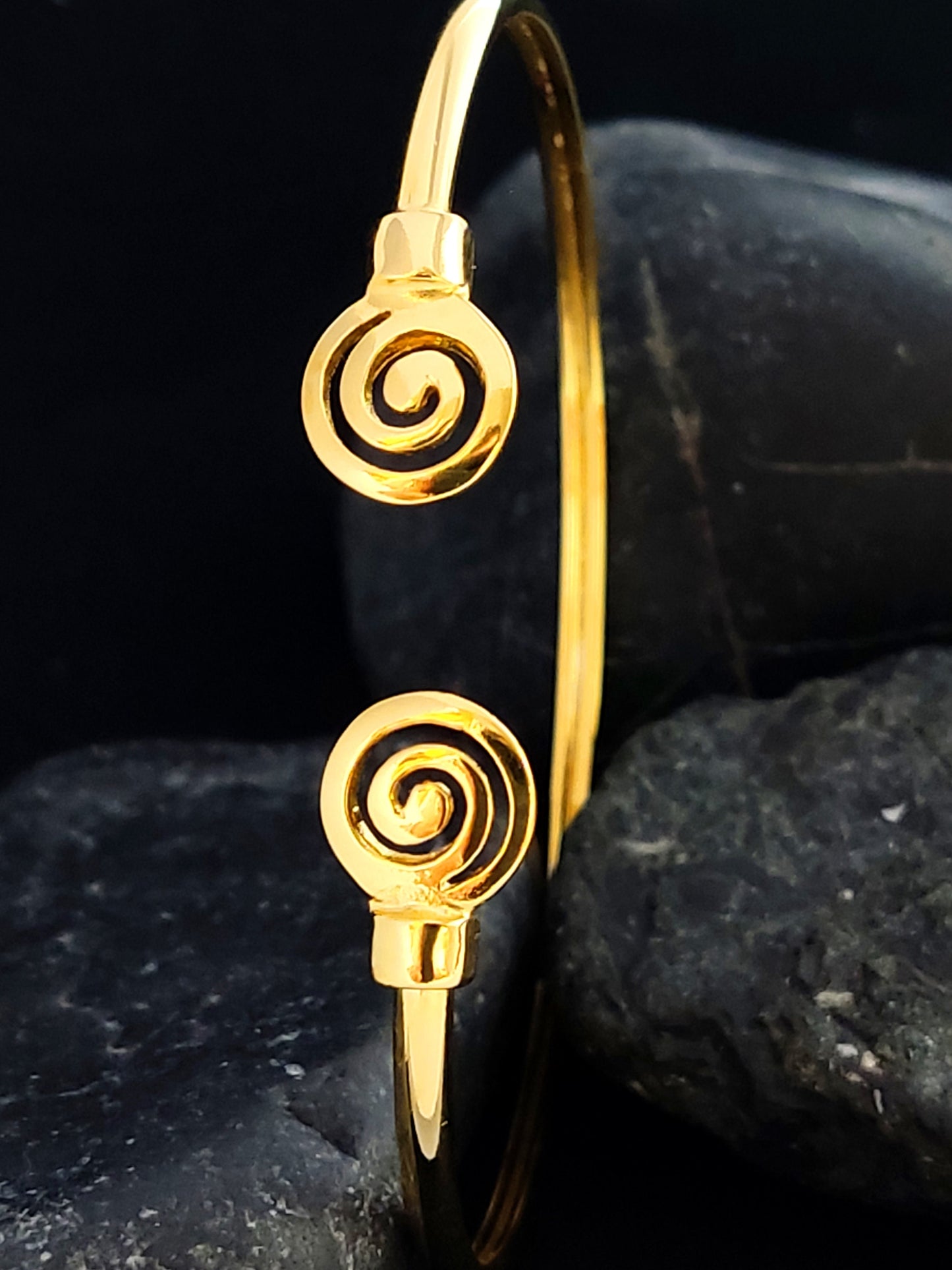 Greek Spiral Bracelet Gold Plated Cuff 10mm