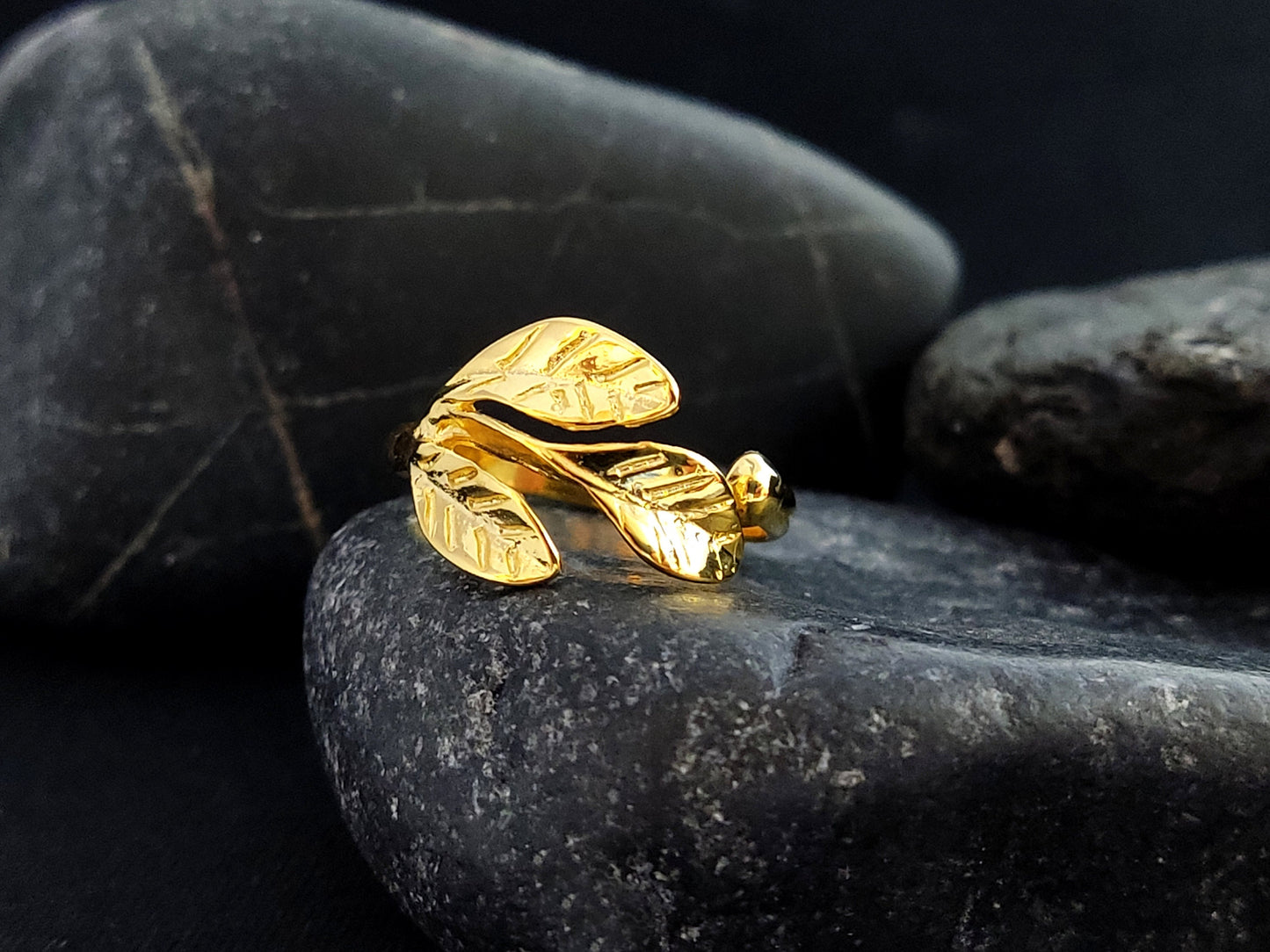 Silver 925 Greek Athena Olive Leaf Leaves Gold Plated 22K Adjustable Ring 6.5-8US, Silver Greek Gold Plated Jewelry Bracelet, Bijoux Grecque