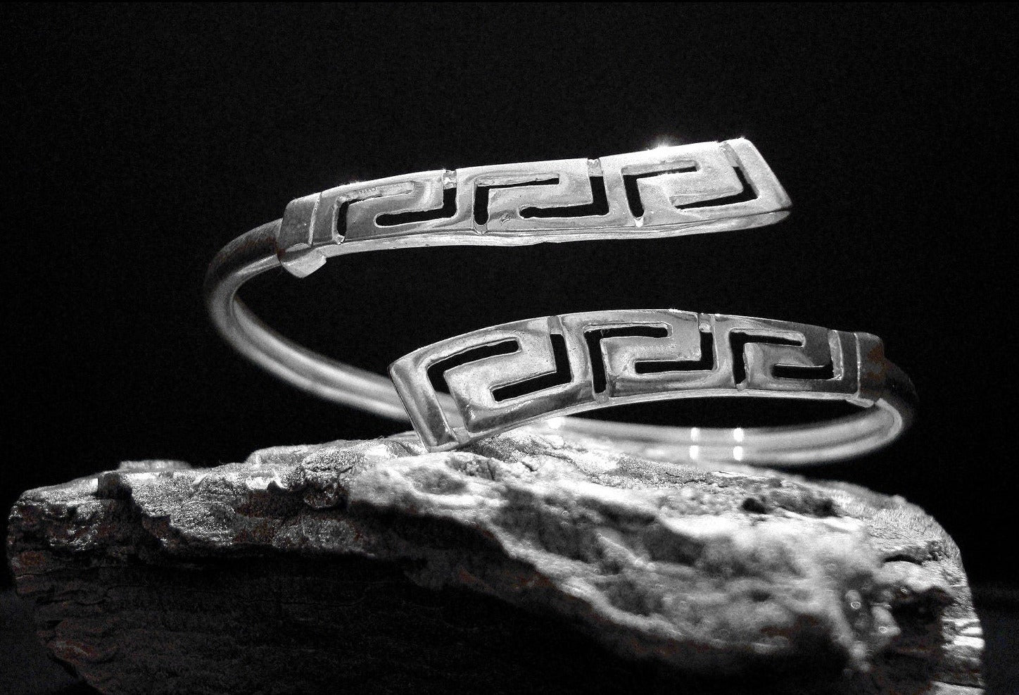 Ancient Greek Key Meander Silver 925 Cuff Bracelet For Women hotsell