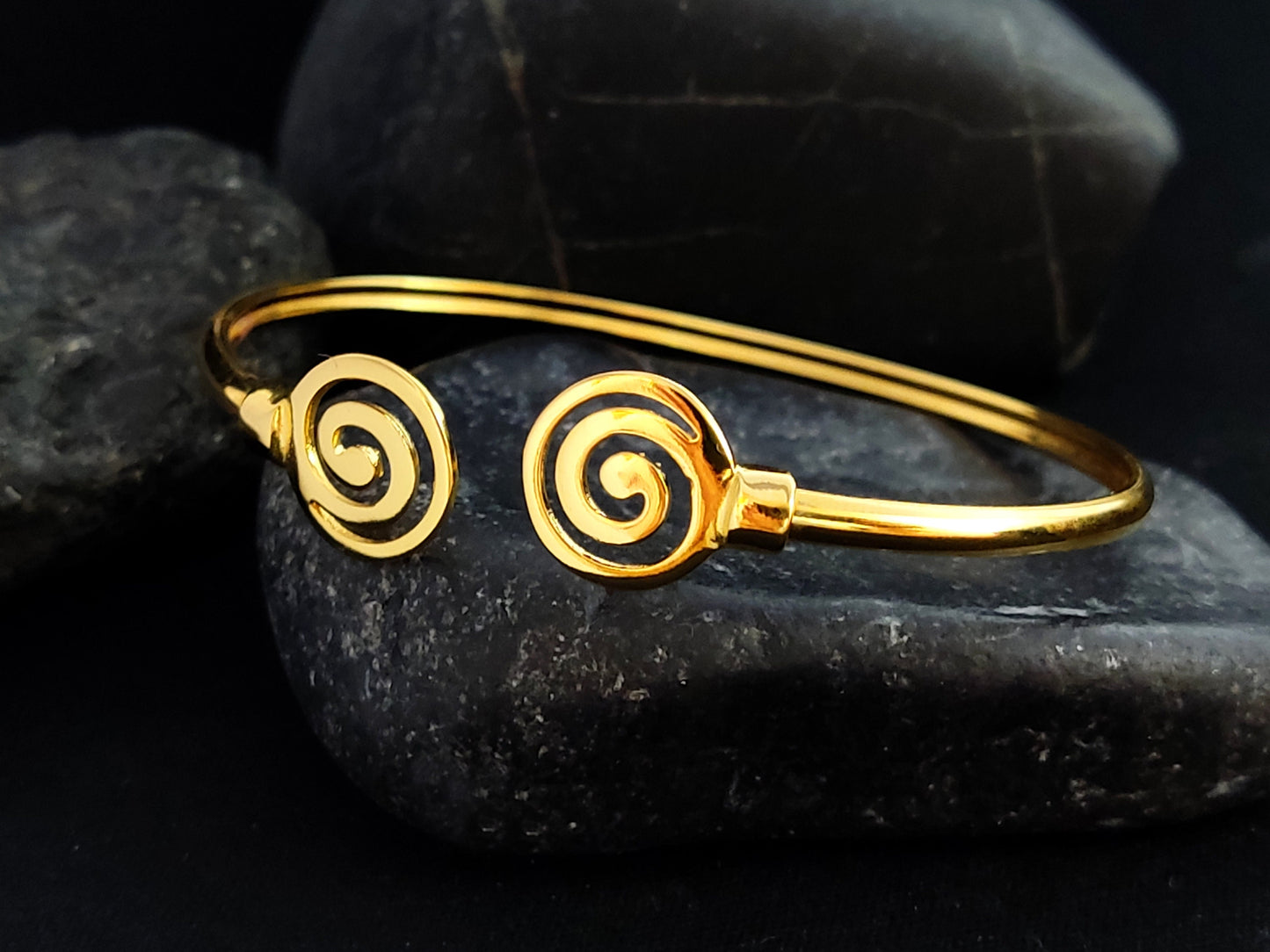 Greek Spiral Bracelet Gold Plated Cuff 12mm