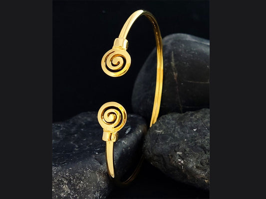 Greek Spiral Bracelet Gold Plated Cuff 10mm