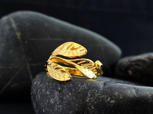 Silver 925 Greek Athena Olive Leaf Leaves Gold Plated 22K Adjustable Ring 6.5-8US, Silver Greek Gold Plated Jewelry Bracelet, Bijoux Grecque