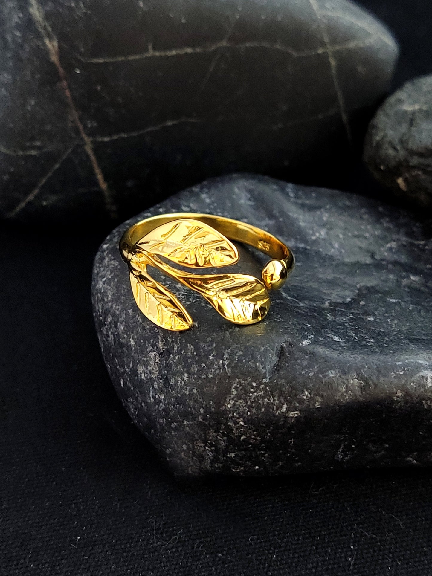 Silver 925 Greek Athena Olive Leaf Leaves Gold Plated 22K Adjustable Ring 6.5-8US, Silver Greek Gold Plated Jewelry Bracelet, Bijoux Grecque