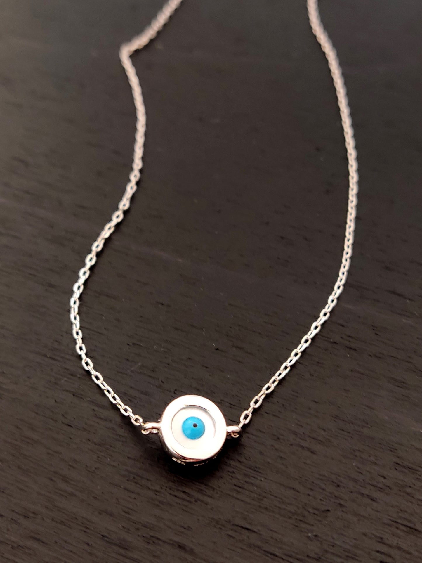 Evil Eye Greek Silver Necklace, Mati Evil Eye Fine Small Pendant Necklace, Jewelry From Greece, Griechischer Silber Auge, Bijoux Grecque