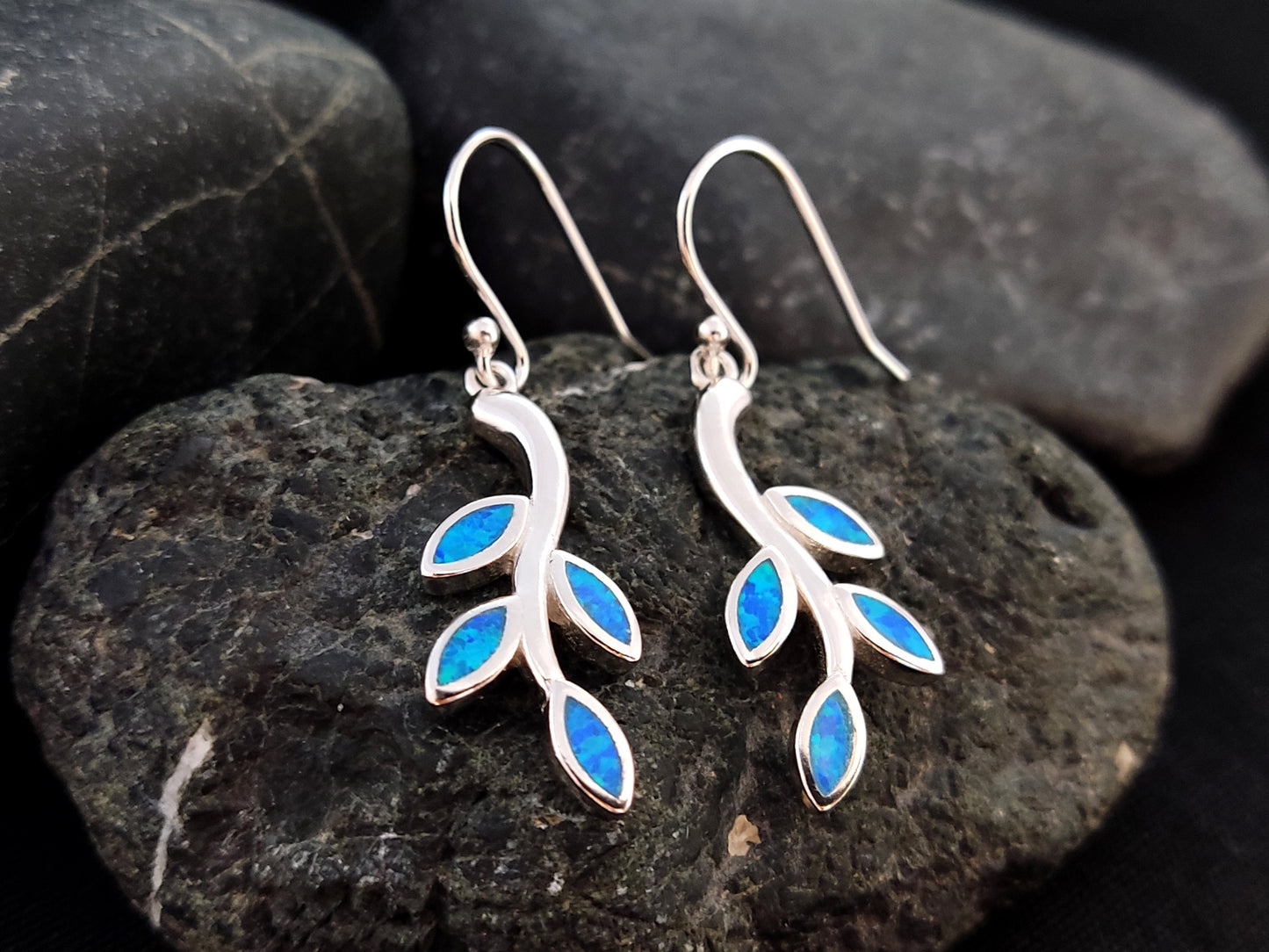 Greek Opal Leaf Earrings