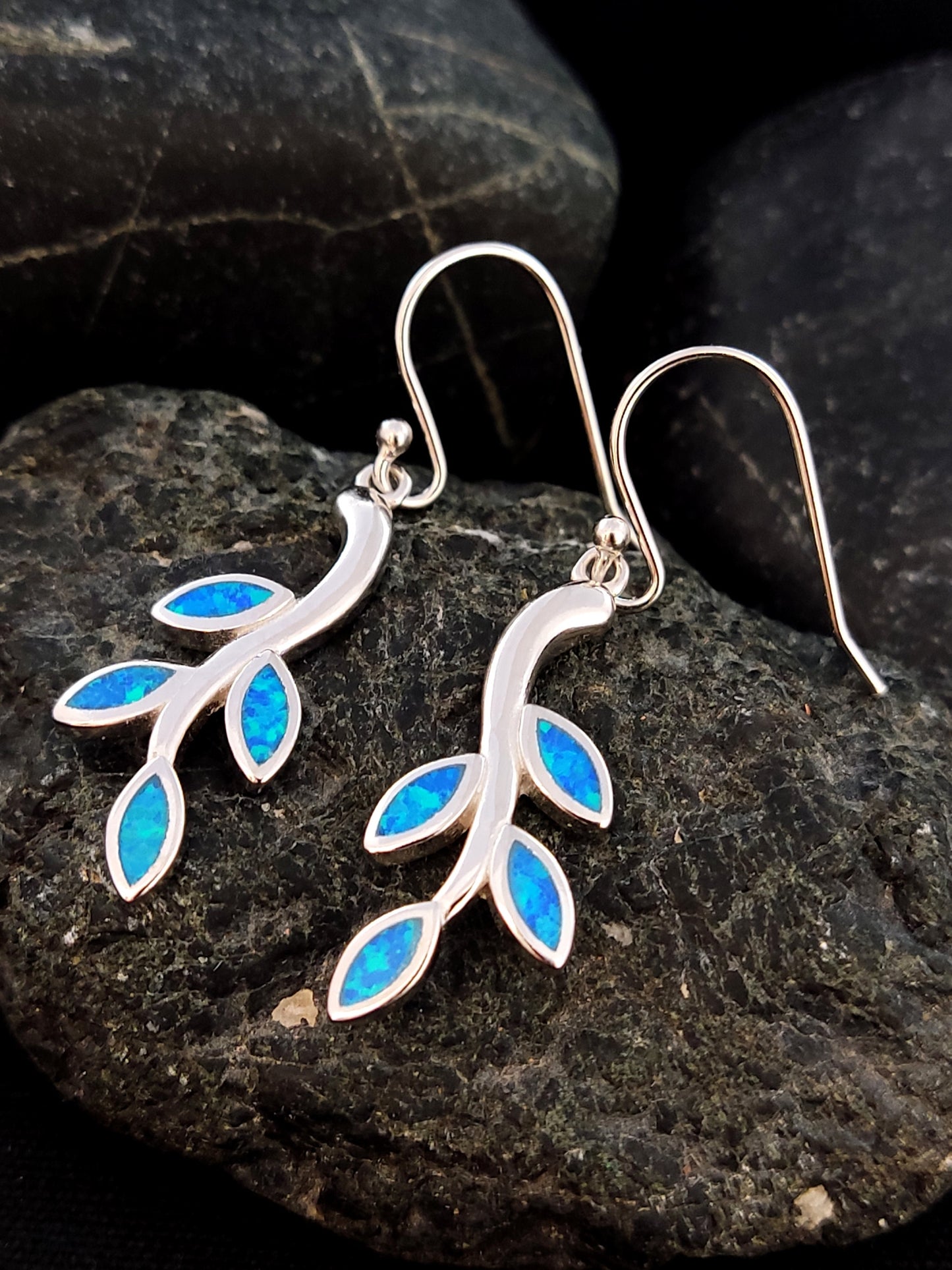 Greek Opal Leaf Earrings