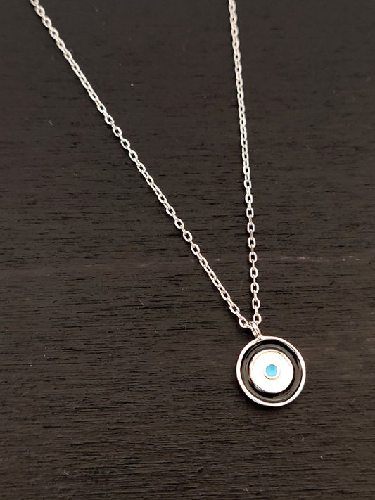 Evil Eye Greek Silver Necklace, Mati Evil Eye Fine Small Pendant 9mm Necklace, Jewelry From Greece, Griechischer Silber Auge, Bijoux Grecque