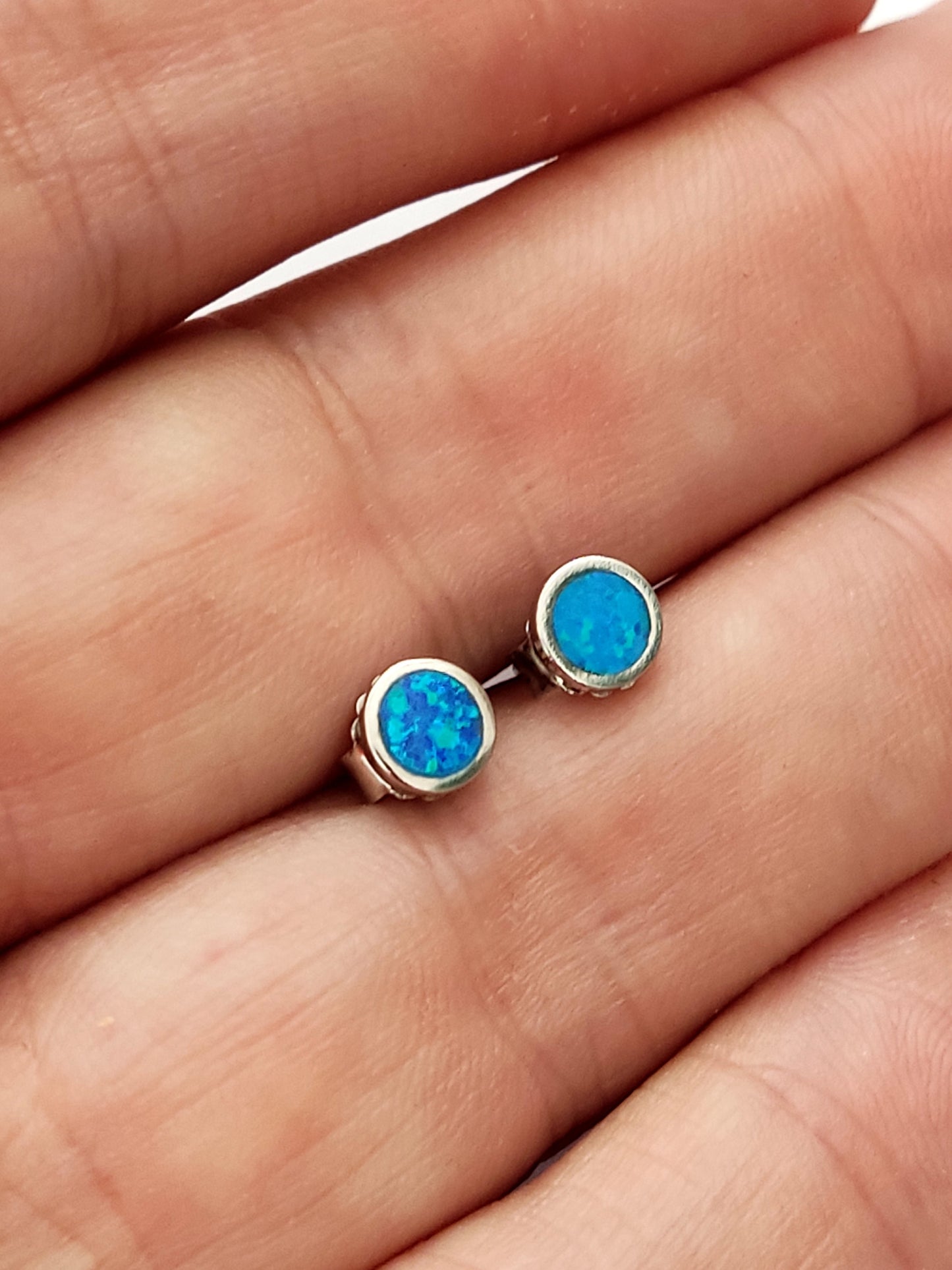 Round Opal Earrings