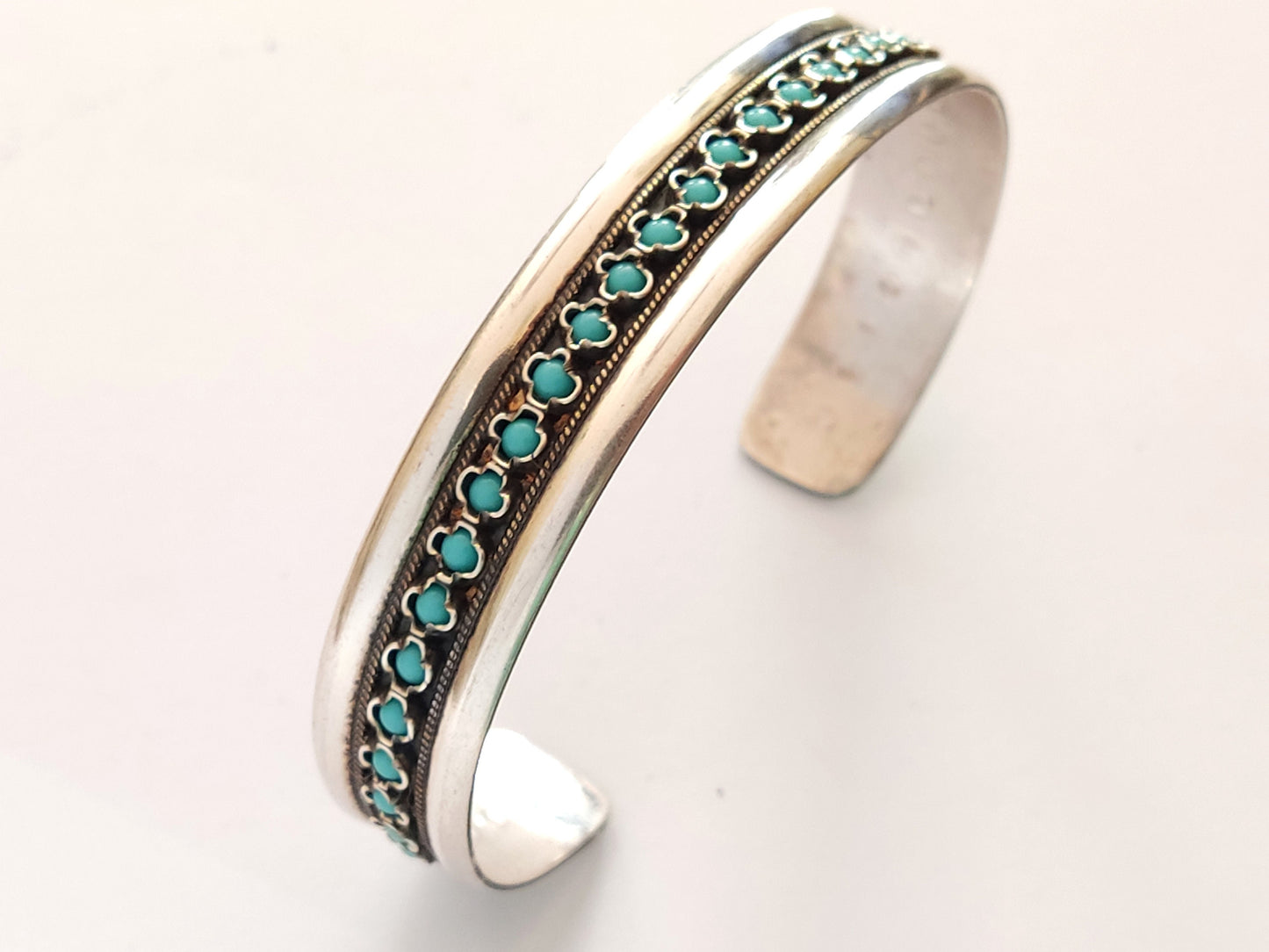 Sterling Silver 925 Greek Turquoise Cuff Unisex Jewelry Bracelet 14mm, Griechischer Silber Armband, Bracelet Bijoux Grecque, Men Women