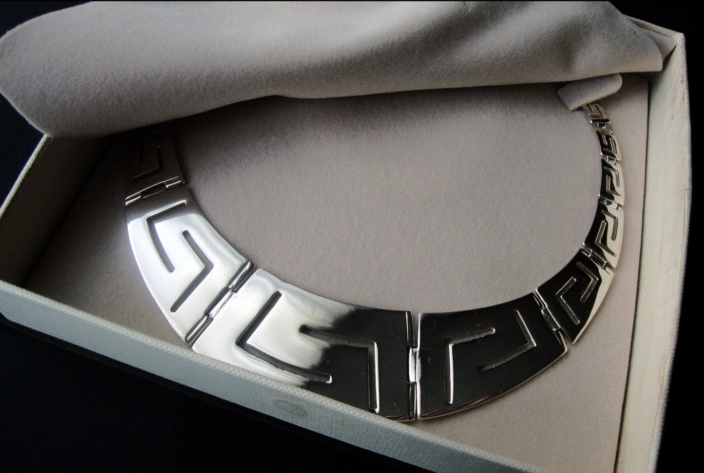Greek Key Big Silver Necklace