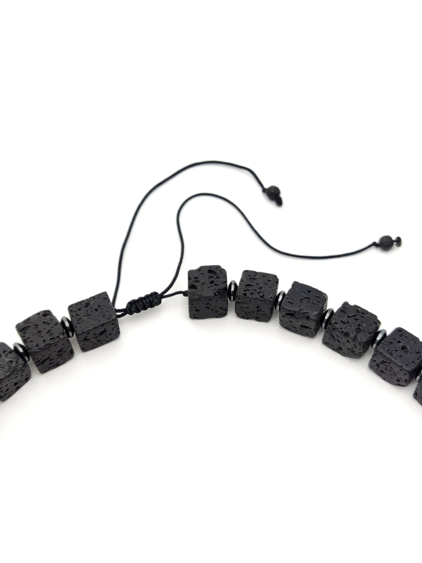 Volcanic Lava Cube Stones Greek Necklace Toutes les tailles, Hommes Femmes Black Volcanic Cube Stones Hematite Necklace, Mens Womens Necklace Jewelry