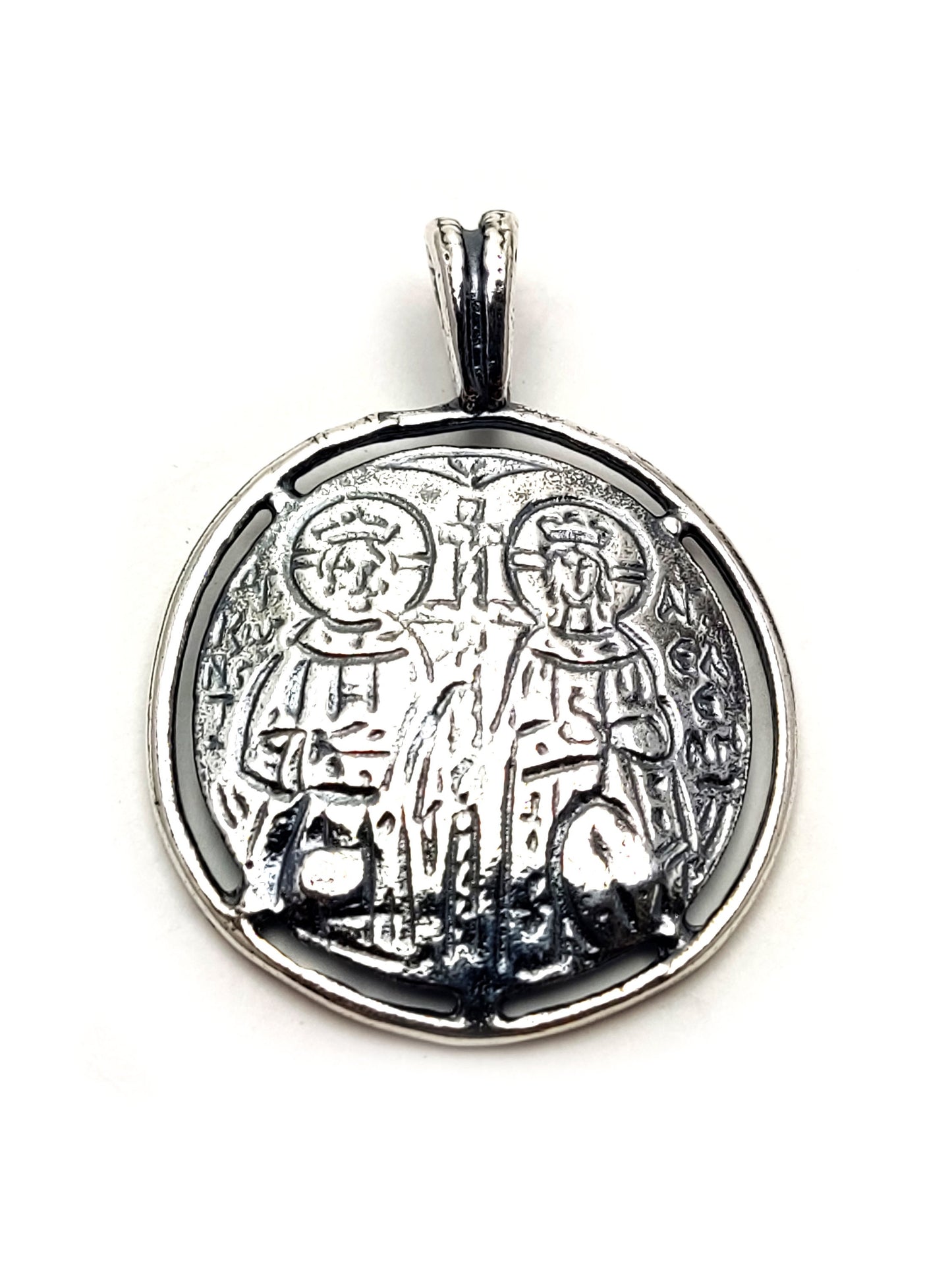 Sterling Silver 925 Handmade Byzantine Greek Gold Plated Cross, Coin IC-XC-NIKA Konstantinato 25mm , Good Luck Charm, Men Women Kids Cross