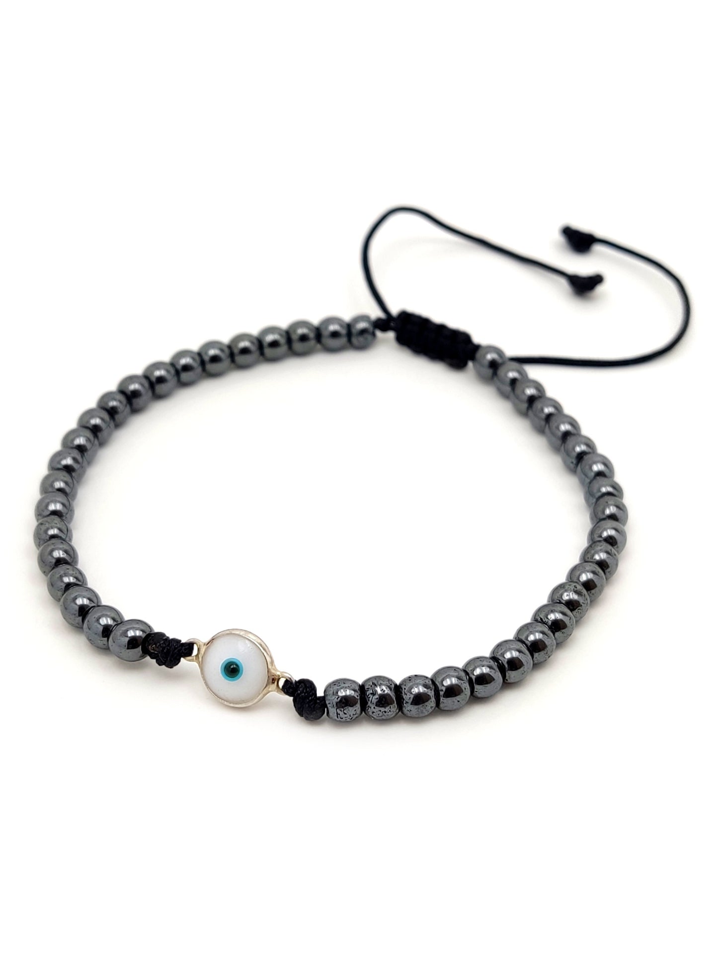 Bracelet en argent Evil Eye, Bracelet de bijoux grecs White Evil Eye Nazar, Bracelets Mati, Griechischer Silber Armaband Auge, Bijoux Grecque