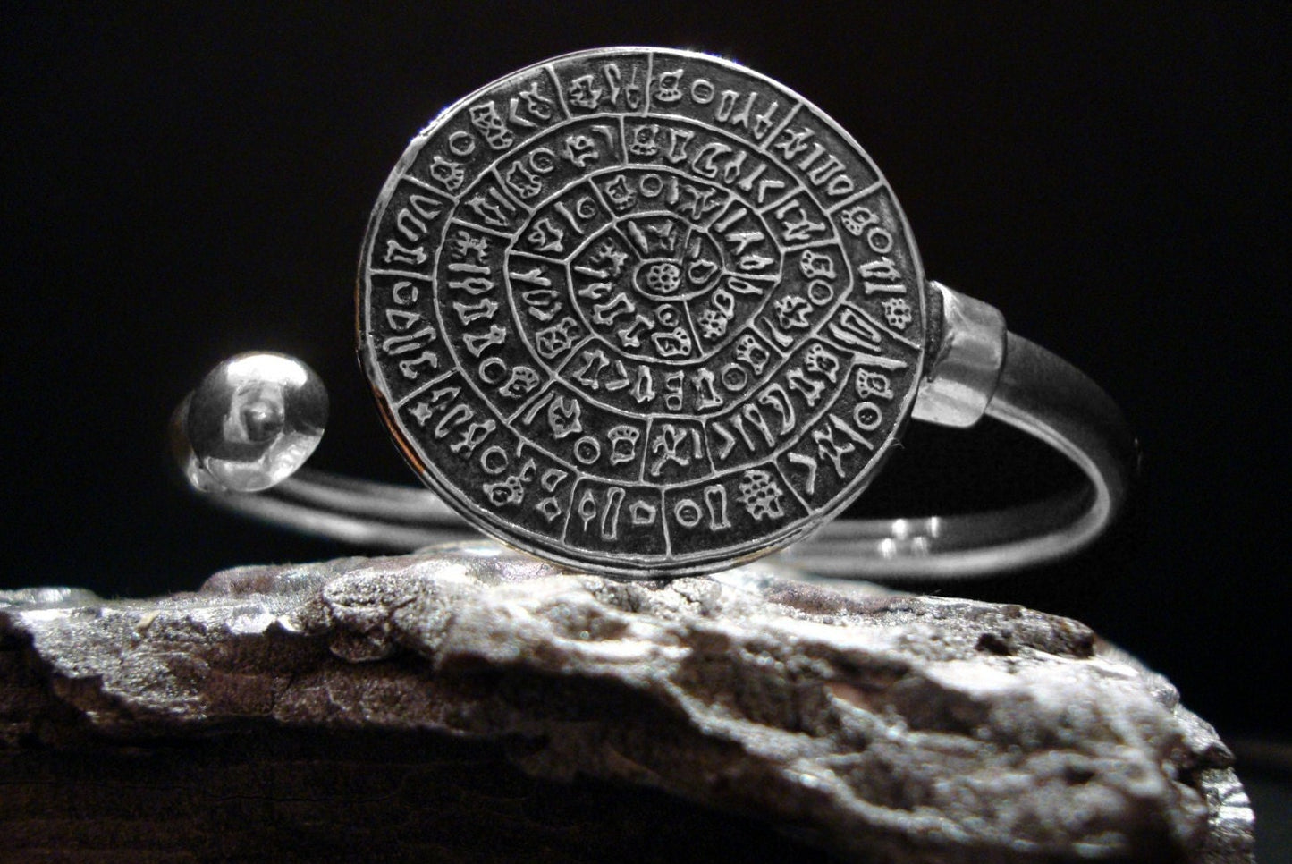 Phaistos Disc Bangle Cuff, Phaistos Disc Bracelet
