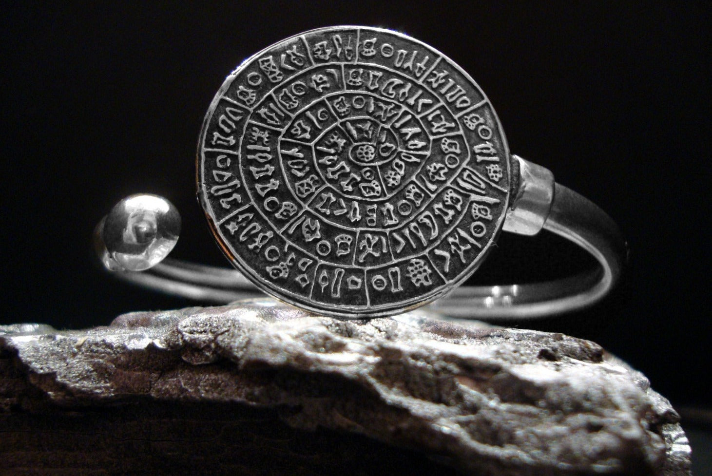 Phaistos Disc Bangle Cuff, Phaistos Disc Bracelet