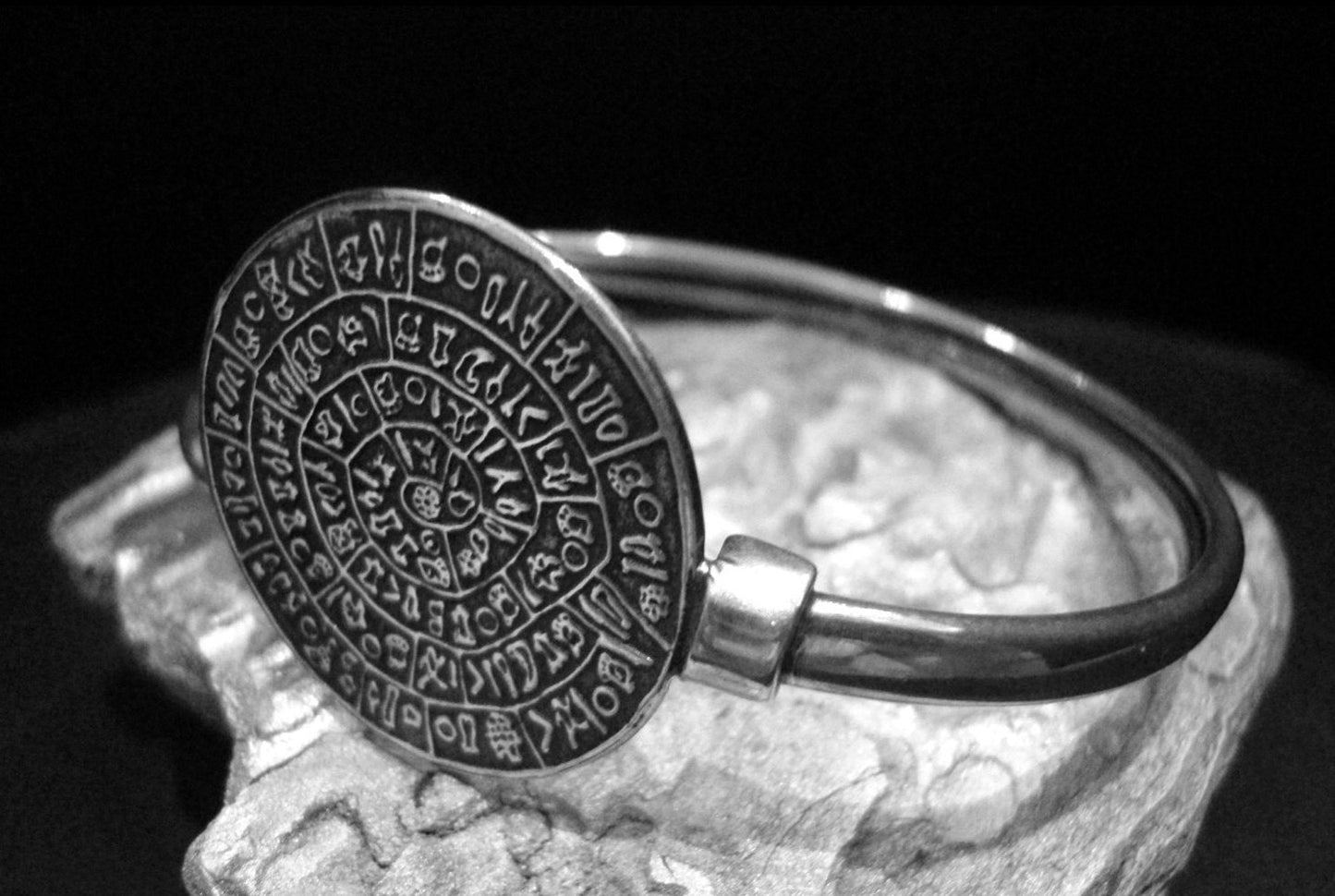Phaistos Disc Bangle Silver Bracelet , Jewelry From Greece, Phaistos Disc , Greek Jewelry , Greek Bracelet , Crete , Art