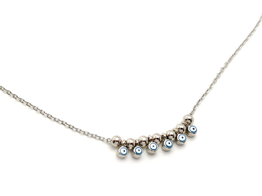 Evil Eye Necklace, Nazar Silver Greek Necklace, Fine Minimalist Evil Eye Jewelry, Griechischer Silber Schmuck Kette Auge, Bijoux Grecque