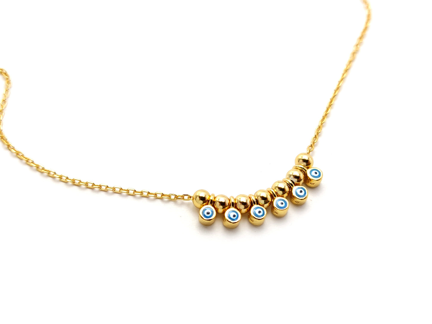 Evil Eye Necklace, Nazar Silver Greek Gold Plated Necklace, Fine Evil Eye Jewelry, Griechischer Silber Schmuck Kette Auge, Bijoux Grecque