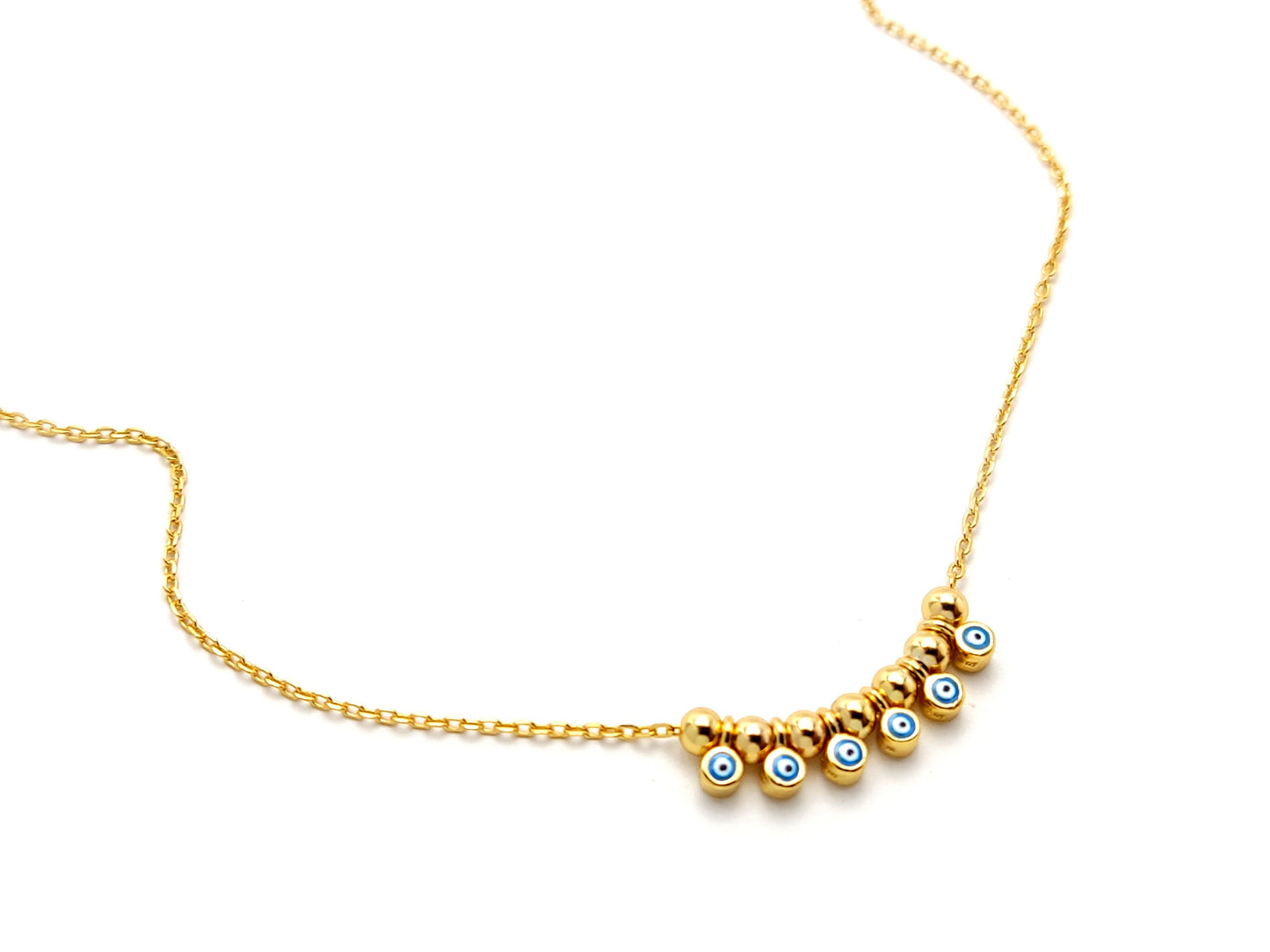 Evil Eye Necklace, Nazar Silver Greek Gold Plated Necklace, Fine Evil Eye Jewelry, Griechischer Silber Schmuck Kette Auge, Bijoux Grecque