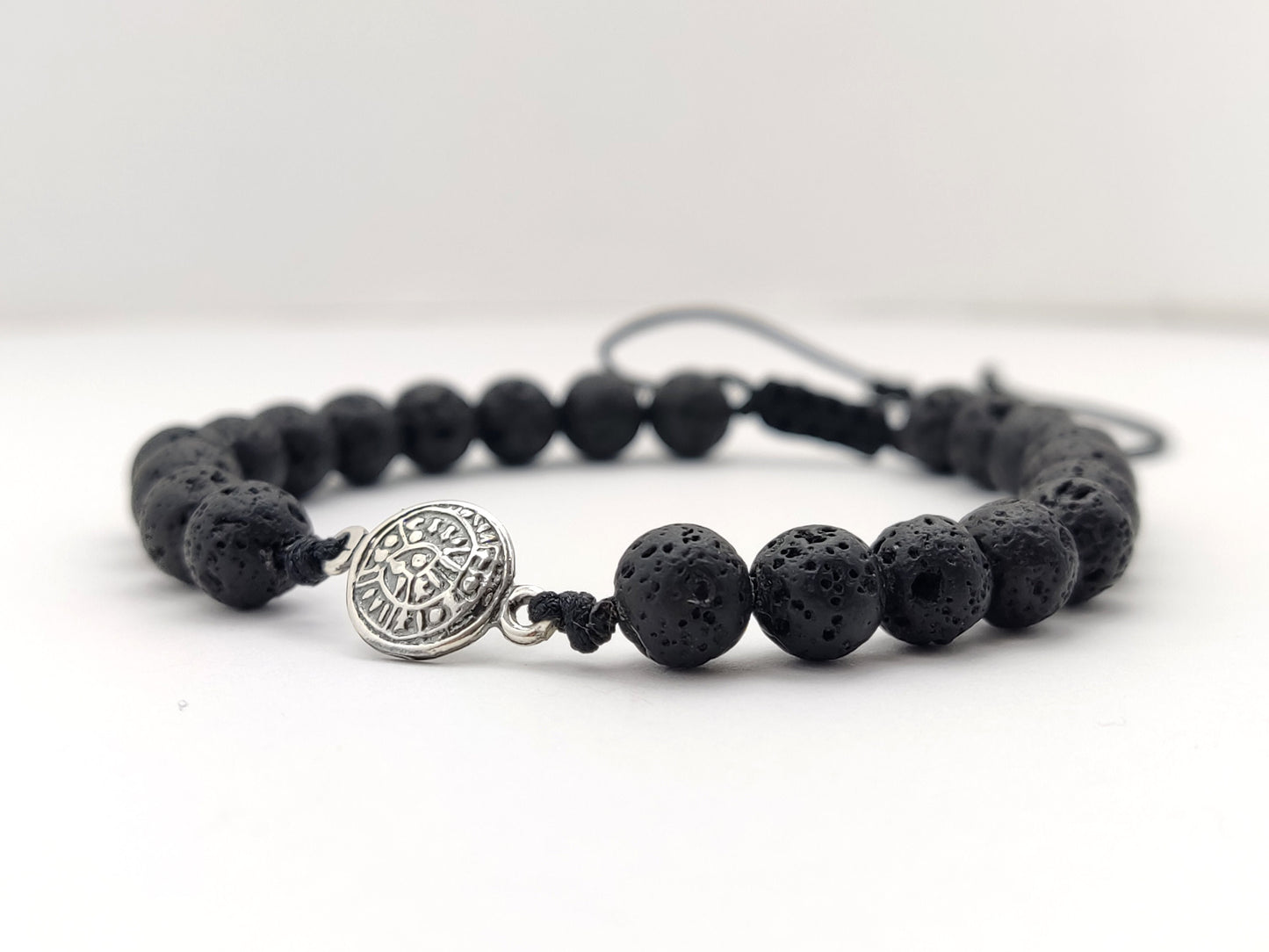 Greek lava bracelet with silver Phaistos Disc