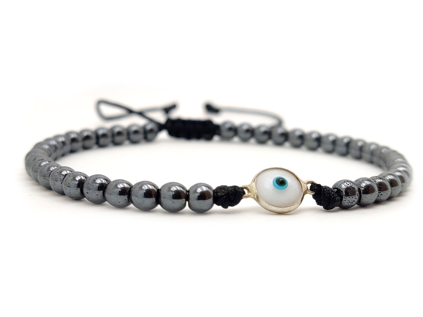 Bracelet en argent Evil Eye, Bracelet de bijoux grecs White Evil Eye Nazar, Bracelets Mati, Griechischer Silber Armaband Auge, Bijoux Grecque