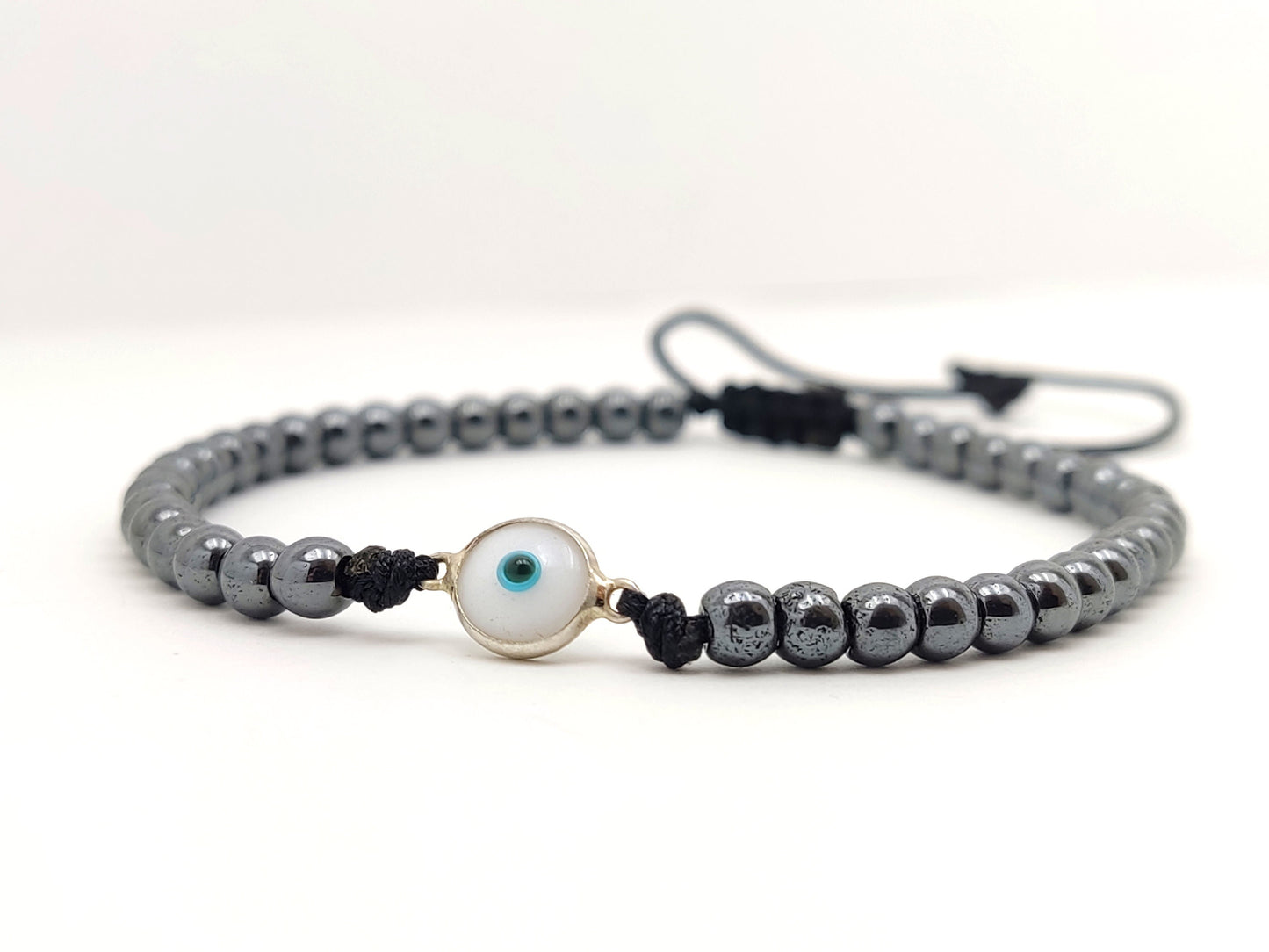 Bracelet en argent Evil Eye, Bracelet de bijoux grecs White Evil Eye Nazar, Bracelets Mati, Griechischer Silber Armaband Auge, Bijoux Grecque