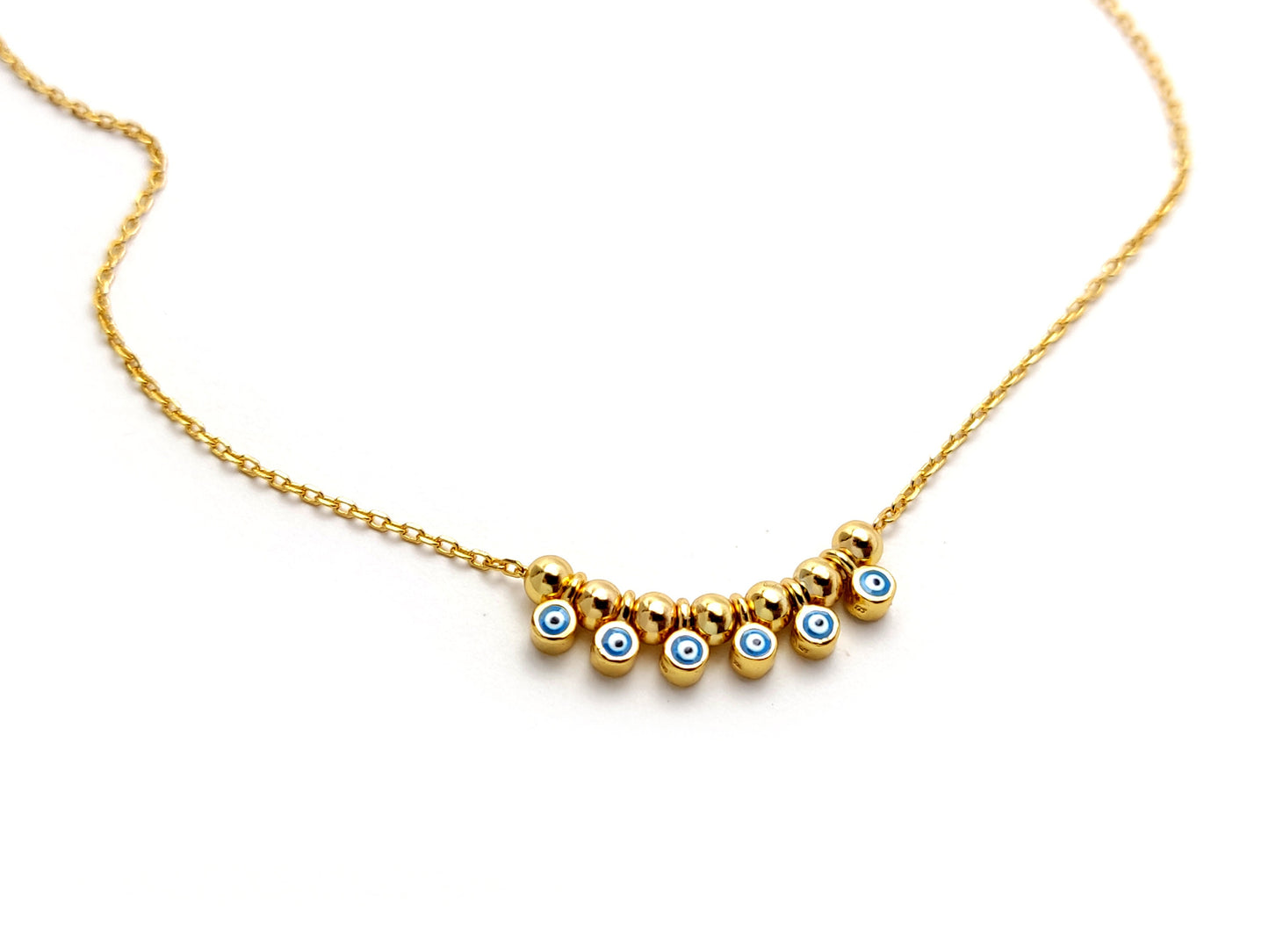 Evil Eye Necklace, Nazar Silver Greek Gold Plated Necklace, Fine Evil Eye Jewelry, Griechischer Silber Schmuck Kette Auge, Bijoux Grecque