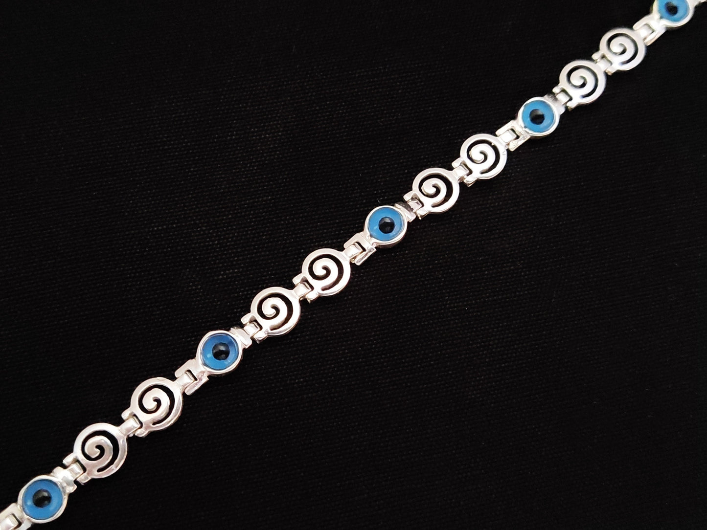 Greek Evil Eye Spiral Bracelet 7mm
