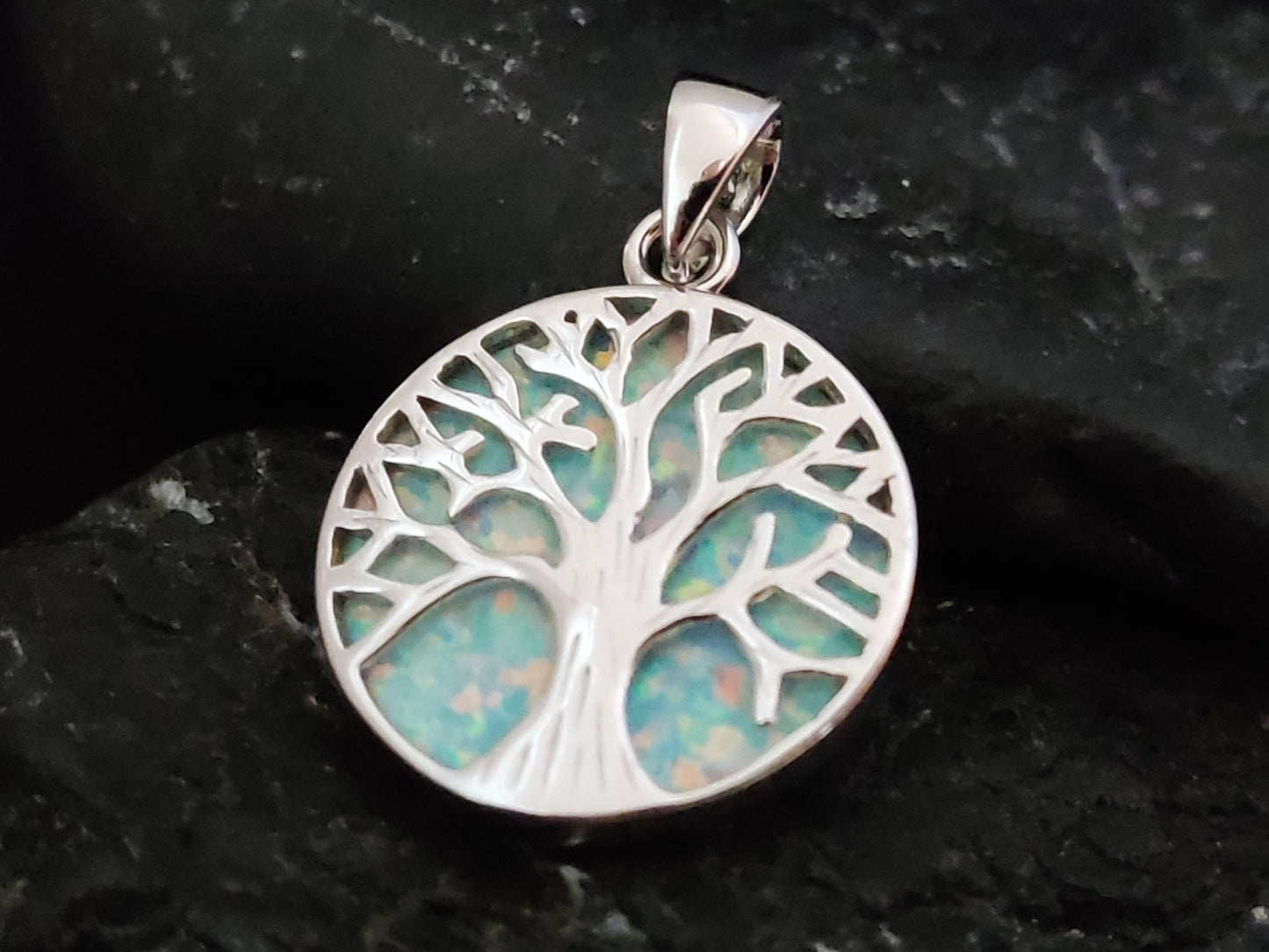Sterling Silver 925 White Opal Tree Of Life 18mm Pendant, Silver Tree Of Life Pendant, Greek Silver Pendant, Lebens Baum Anhanger, Grecque
