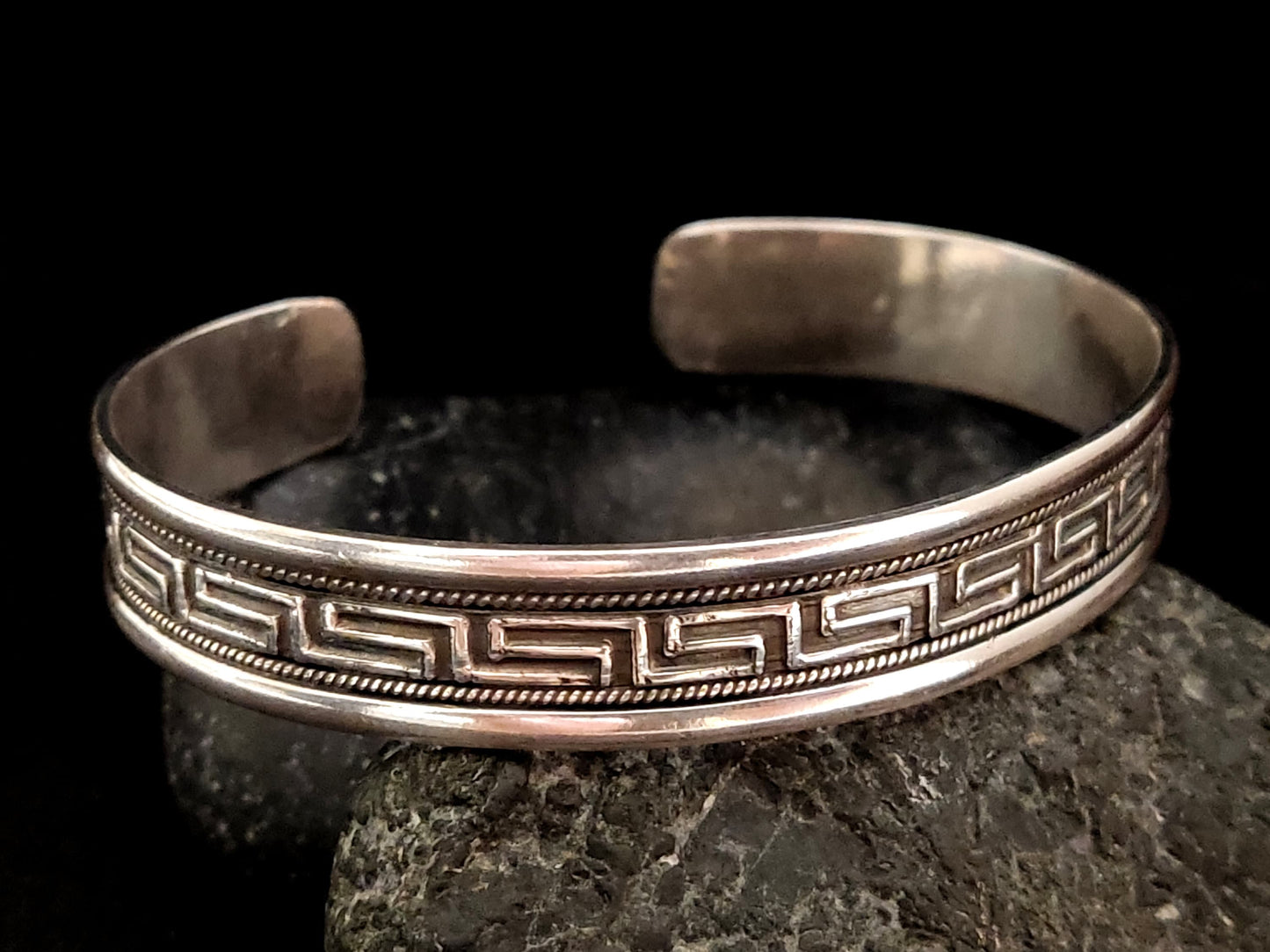 Greek Silver Cuff Bracelet 11mm, Greek Key Meander Men Women Unisex Jewelry From Greece, Griechischer Silber Armband Schmuck, Bijoux Grecque