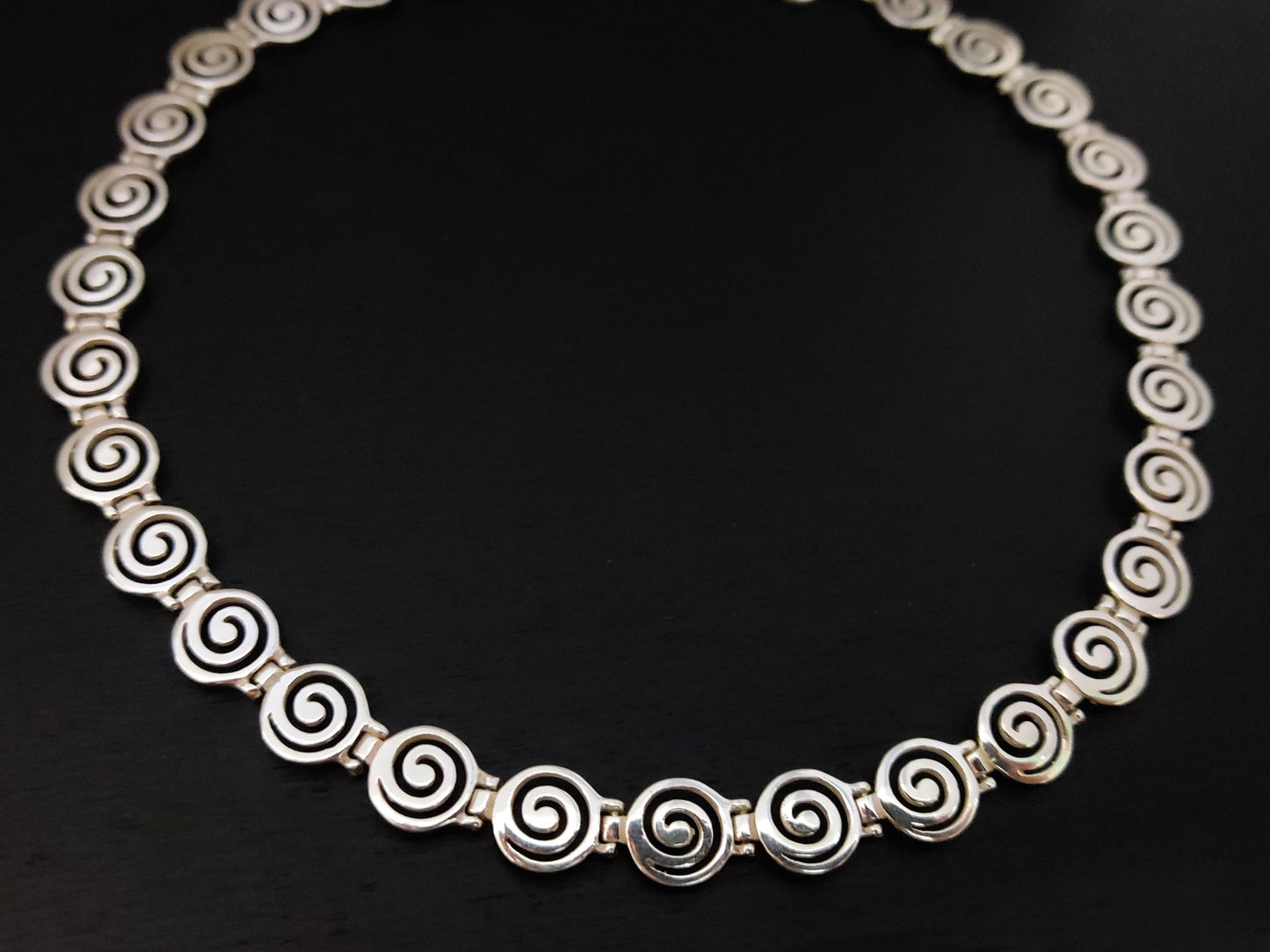 Greek Silver Spiral 10mm Necklace, Sterling Silver 925 Jewelry From Greece, Griechischer Silber Kette Schmuck, Bijoux Grecque Collier, Swirl