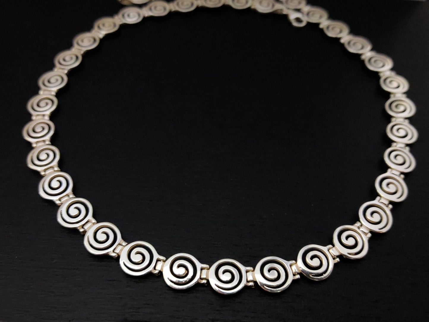 Greek Silver Spiral 10mm Necklace, Sterling Silver 925 Jewelry From Greece, Griechischer Silber Kette Schmuck, Bijoux Grecque Collier, Swirl