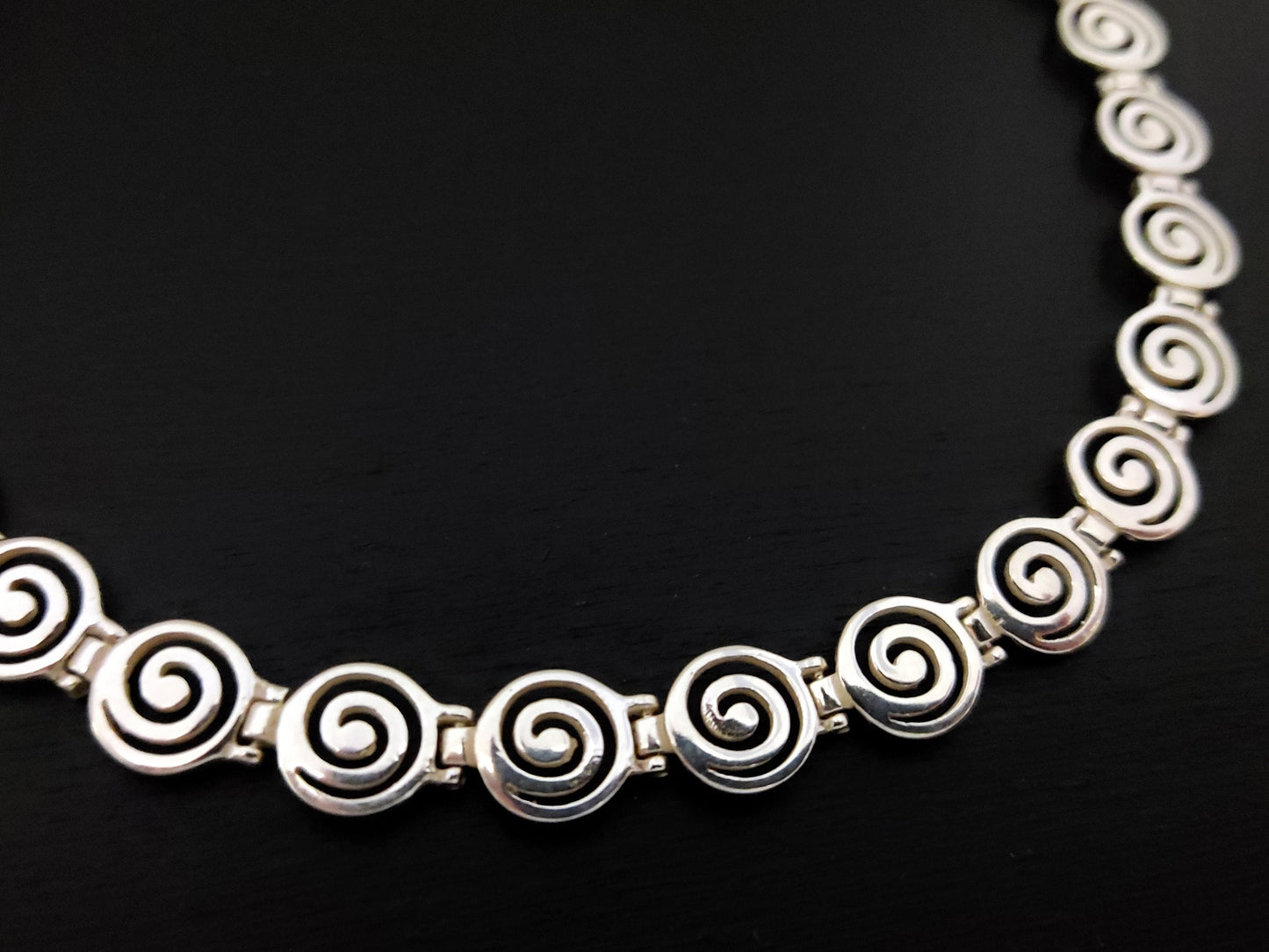 Greek Silver Spiral 10mm Necklace, Sterling Silver 925 Jewelry From Greece, Griechischer Silber Kette Schmuck, Bijoux Grecque Collier, Swirl